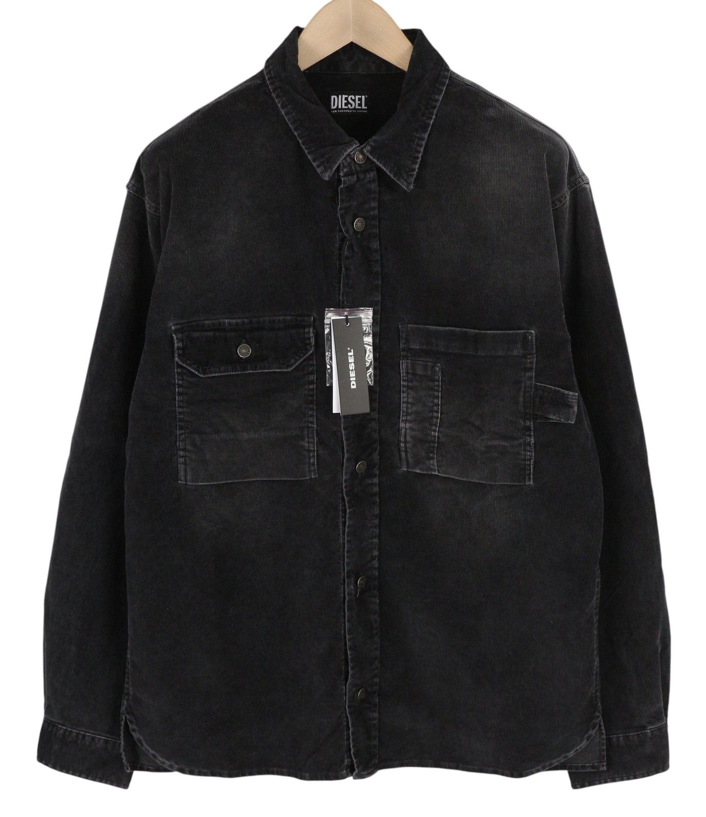 Diesel S-BUN-CORD L Washed Black Corduroy Snap Shirt 41004 Size US L / EU 52-54 / 3 - 1 Thumbnail