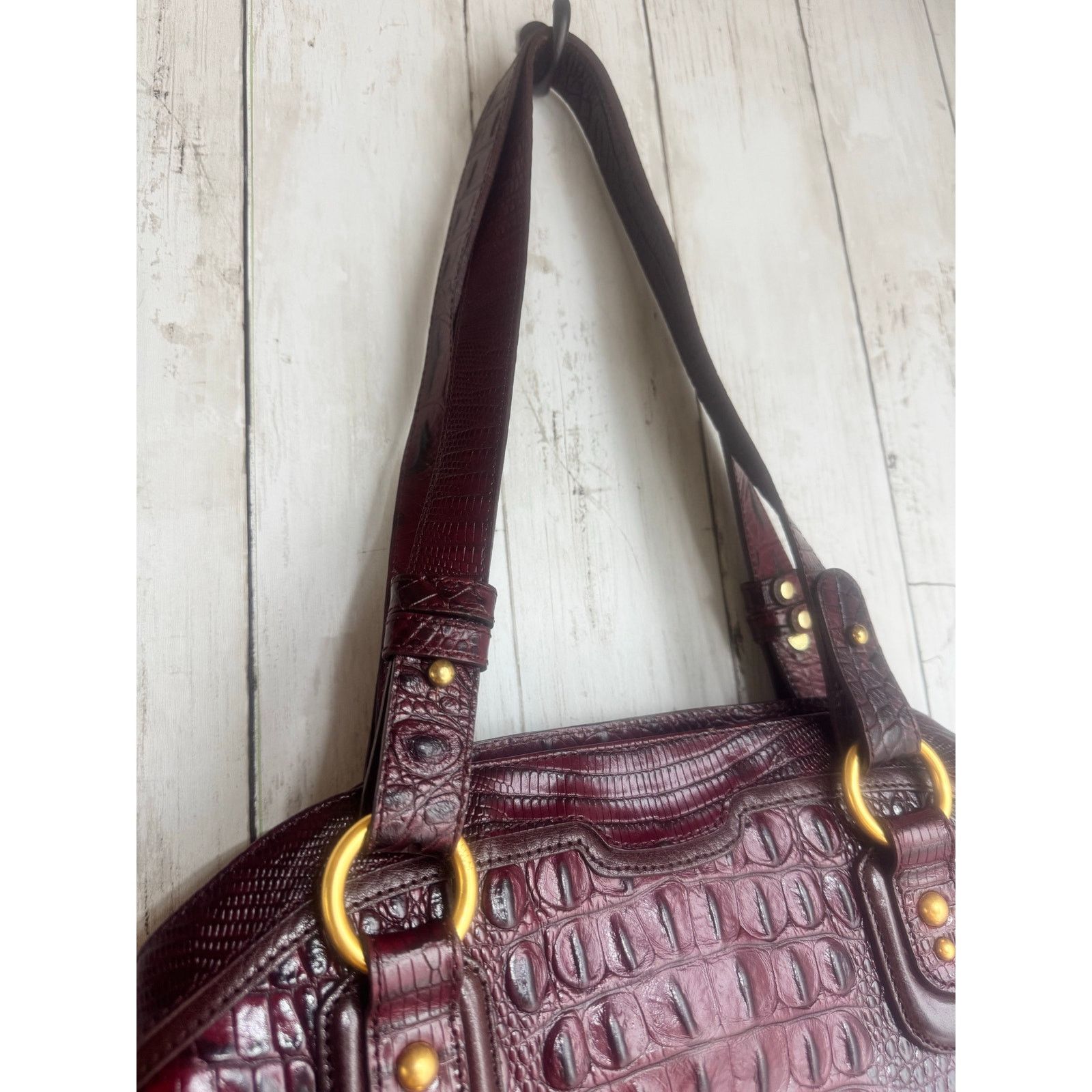 BRAHMIN Brahmin Crocodile shoulder women bag Deep burgundy w wallet Size ONE SIZE - 5 Thumbnail