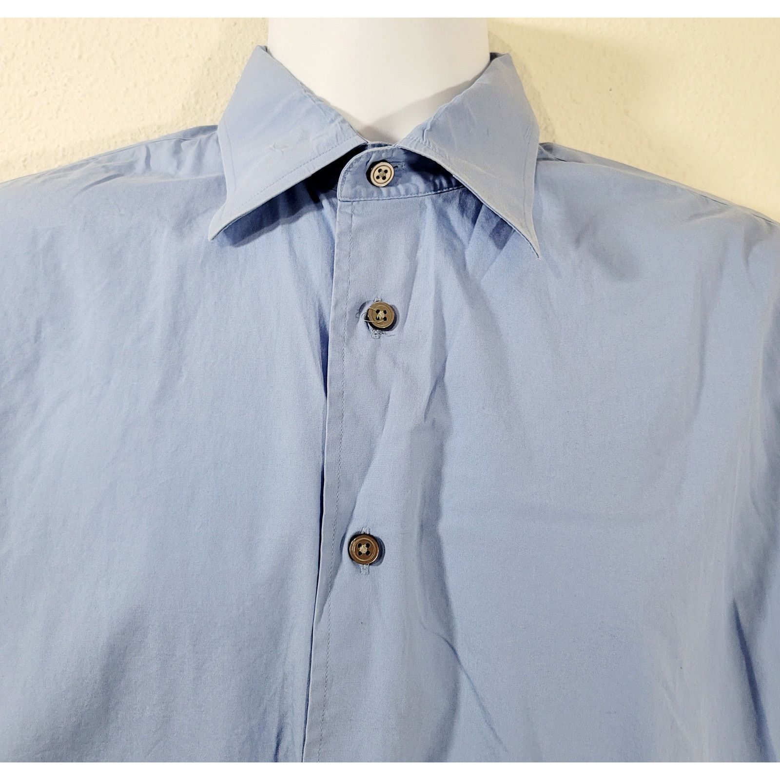 Express Express Blue Long Sleeves Pointed Collar Button Shirt Medium Size US M / EU 48-50 / 2 - 2 Thumbnail