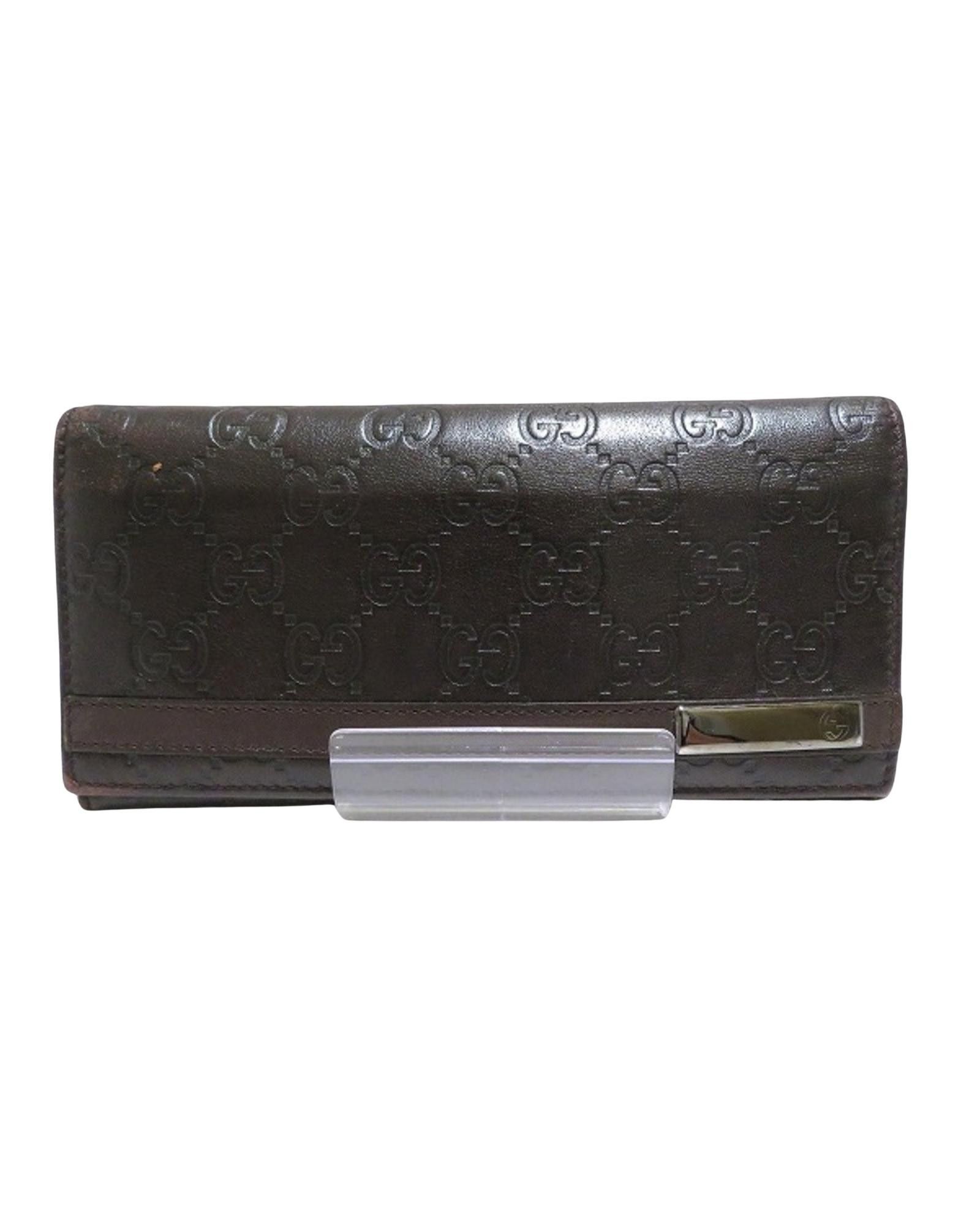 image of Gucci Brown Leather Bi-Fold Wallet, Women's