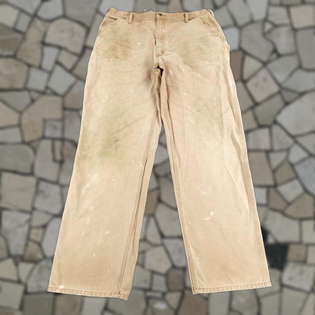 Carhartt Carhartt Pants 40x36 Brown Canvas Workwear Mens Jeans Carpenter Straight Regular Inseam 35 Distressed Features Pockets Logo Size US 39 - 1 Thumbnail