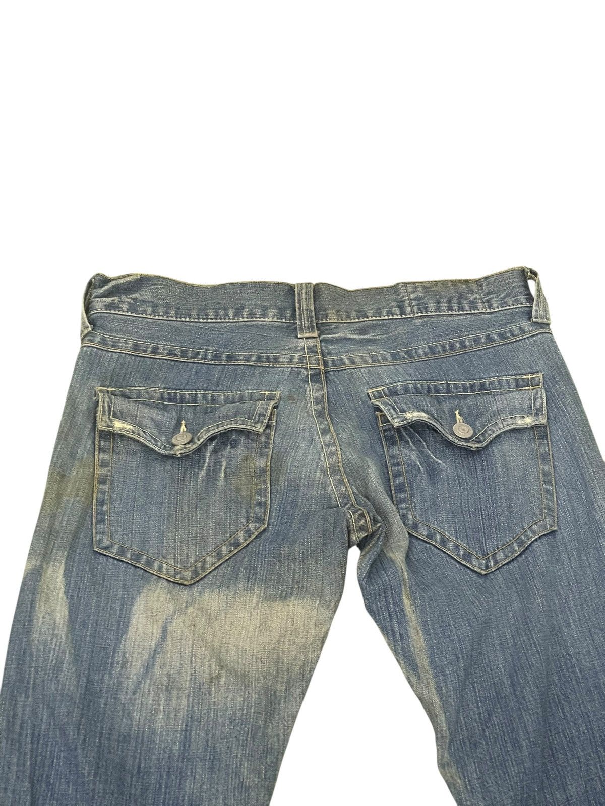 Japanese Brand Flare Jeans Rush Hour Distress Denim Boot Cut 2🟦2 Size US 35 - 18 Thumbnail