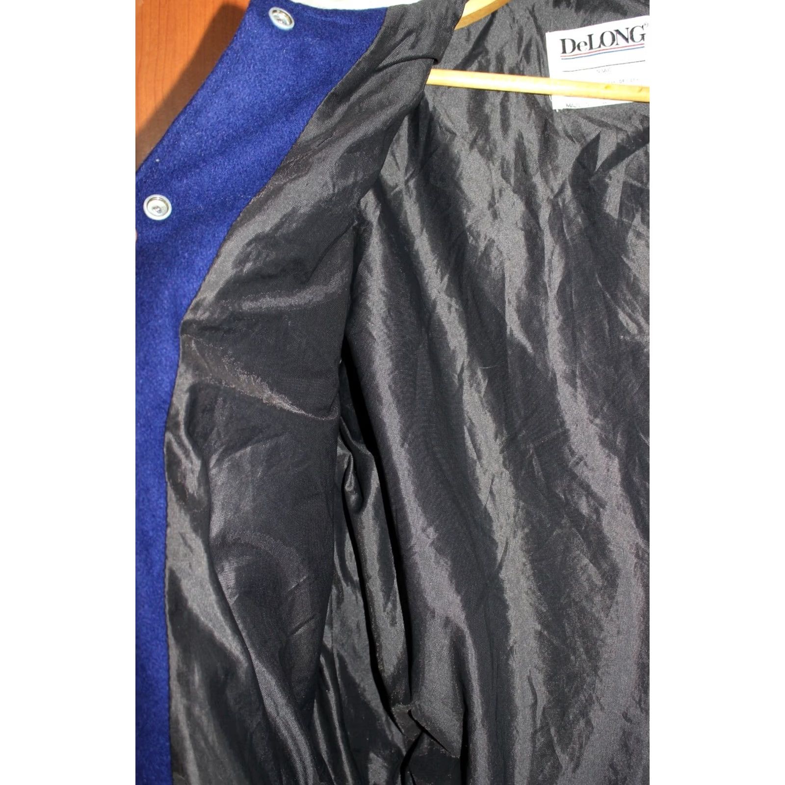 Vintage VINTAGE DeLong Varsity Bomber Jacket Men size 38 Blue 90s USA Jacket Size US XXS / EU 40 - 4 Thumbnail