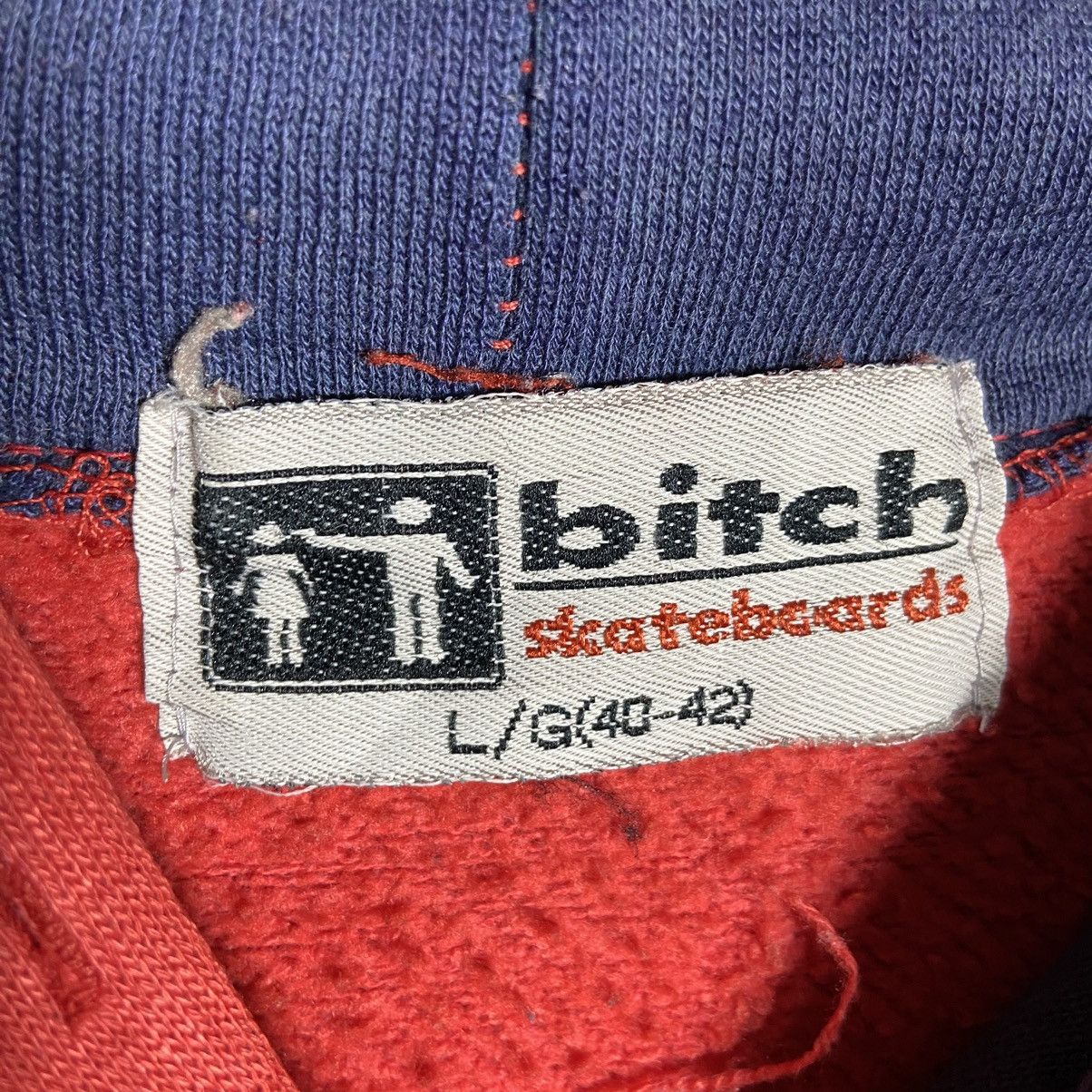 Sex Skateboards Rare Vintage 90s Bitch Skateboards Embroidery Striped Hoodie Size US L / EU 52-54 / 3 - 5 Thumbnail