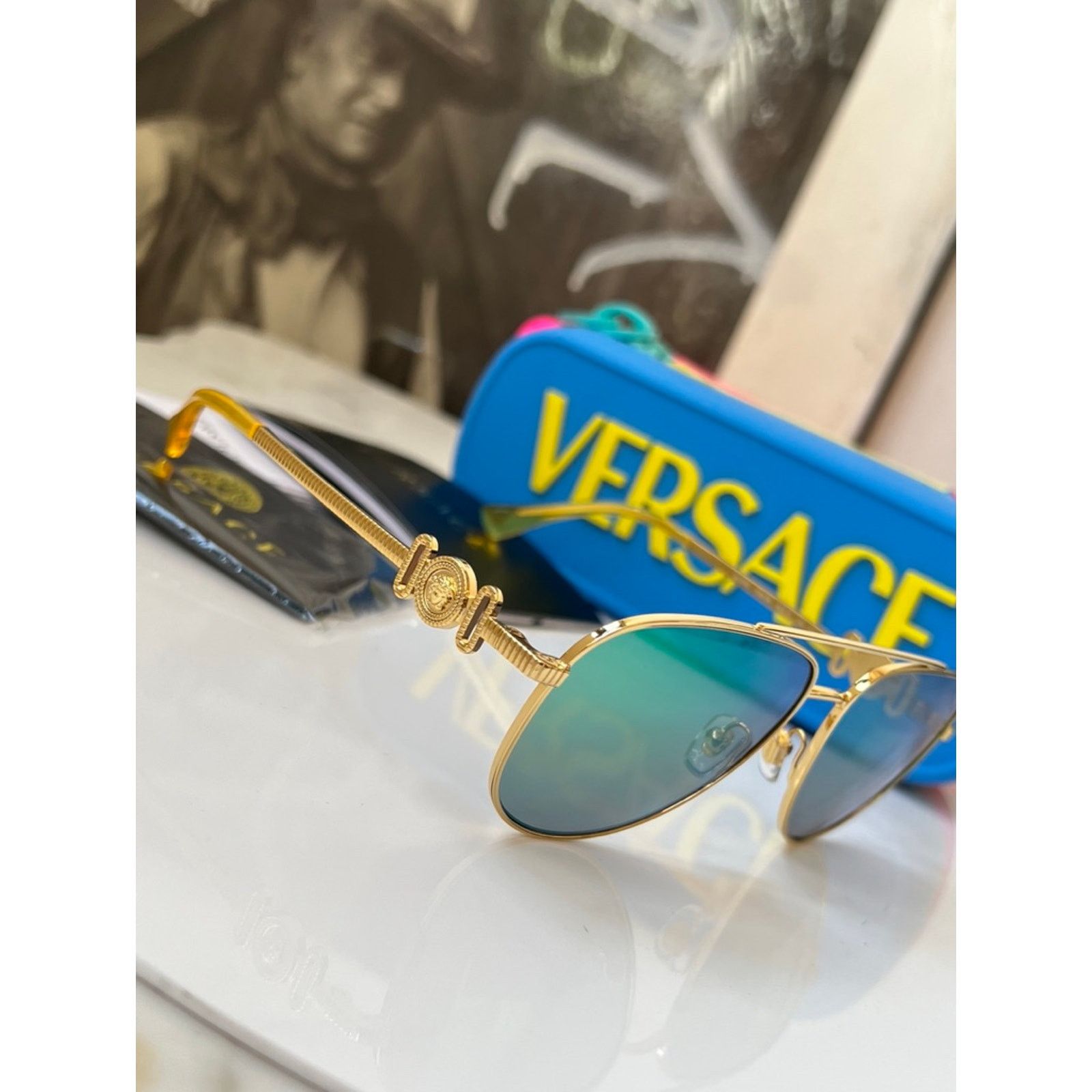 Versace NEW Versace Kids VK2002 Green Mirror Aviator Sunglasses Size ONE SIZE - 5 Thumbnail