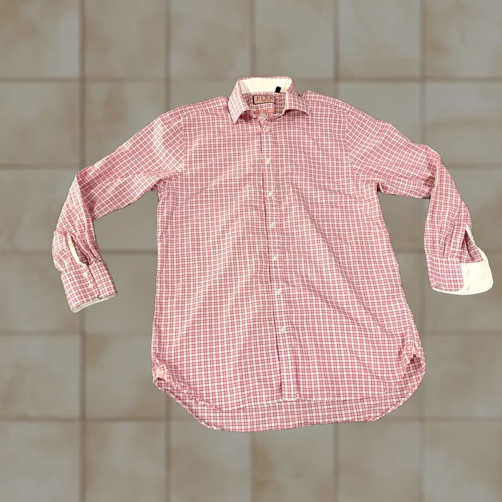thomas pink dress shirts Thomas Pink Shirt Mens 16 34/35 Pink Check Classic Fit Long Sleeve Long Sleeve Size:7.5 Formal shirts Cut-Out Dresses Christmas Dress Trend |