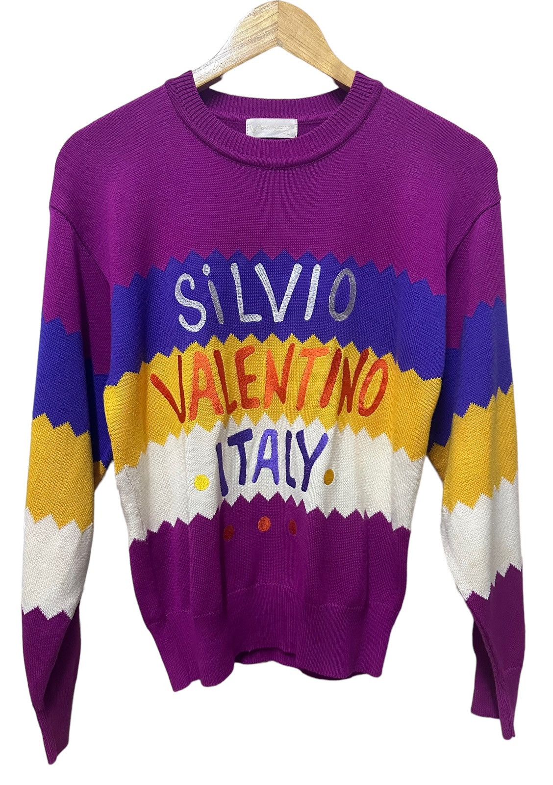 image of Stripes Silvio Valentino Italy Sweaters in Purple, Men's (Size Medium)