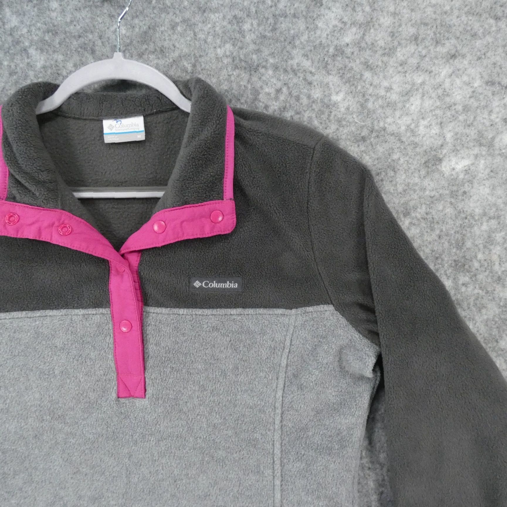 Pinko Columbia Sweatshirt Womens Medium Gray Pink Pull Over Fleece Mock Neck Pullover Activewear Logo 100% Polyester Size M / US 6-8 / IT 42-44 - 6 Thumbnail