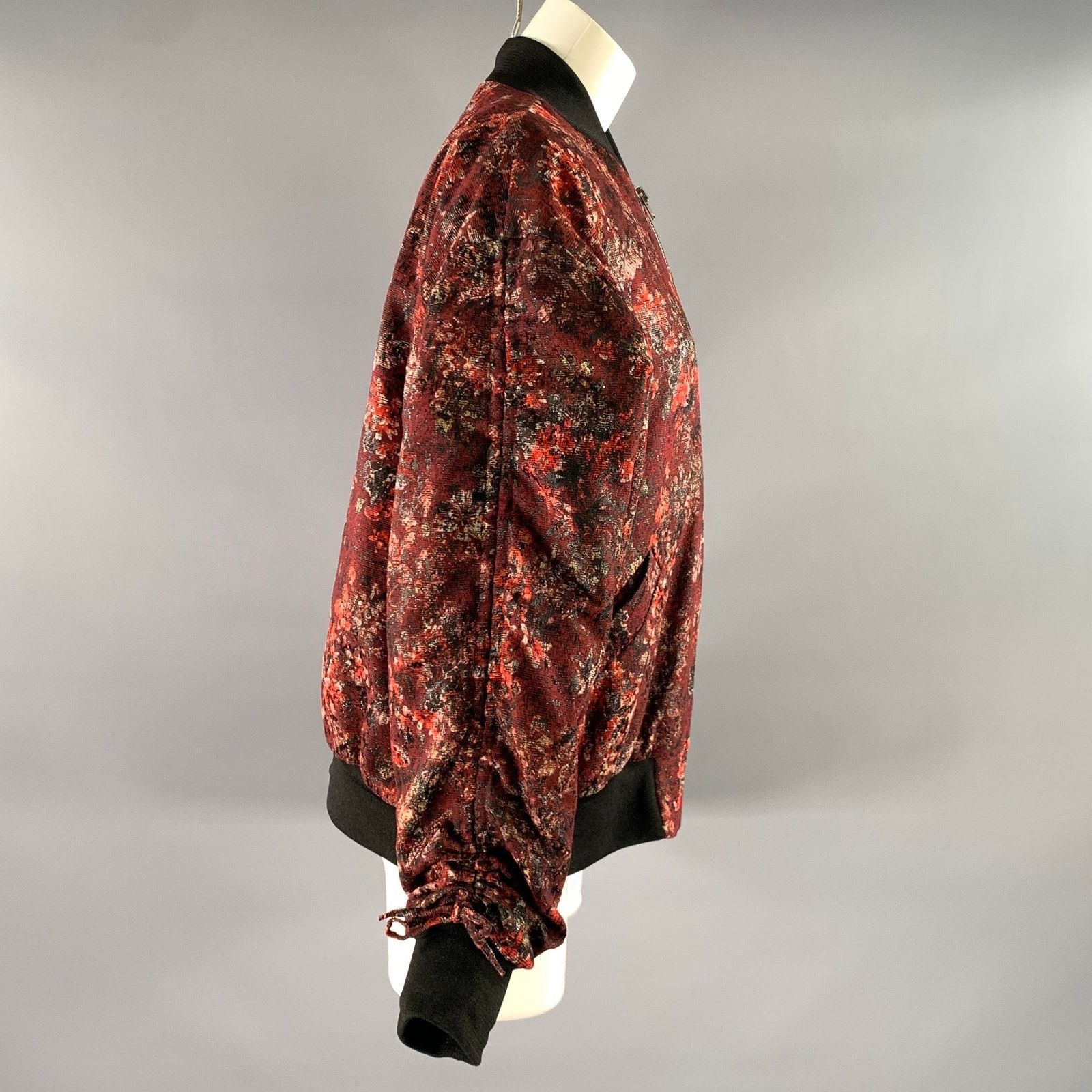 Iro IRO Size 4 Burgundy Red Polyester Floral Bomber Jacket Size US 4 / IT 34 - 3 Thumbnail