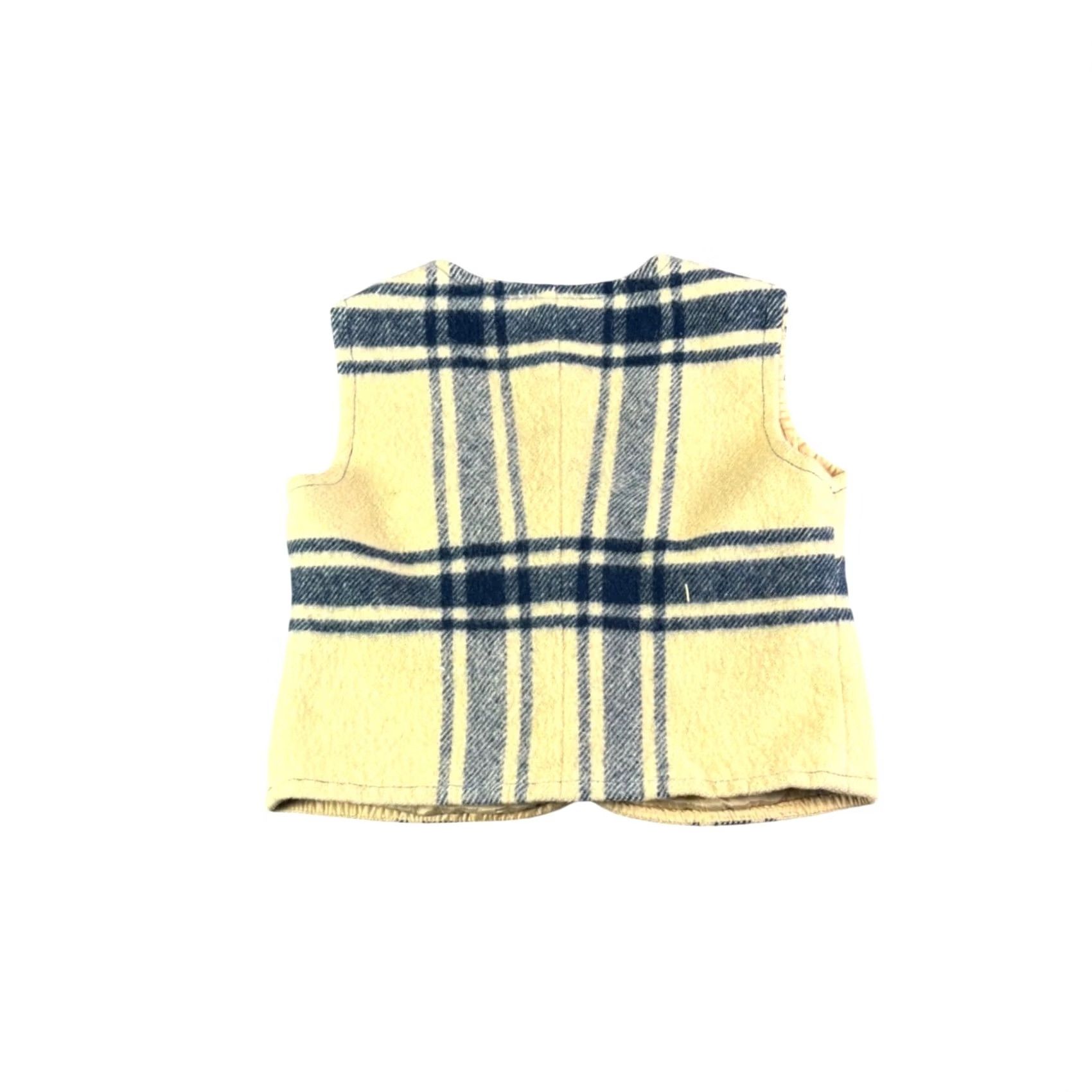 Vintage VINTAGE Country Set Vest Plaid Wool Cream Navy Button Front Sleeveless XL Women Size L / US 10 / IT 46 - 2 Thumbnail