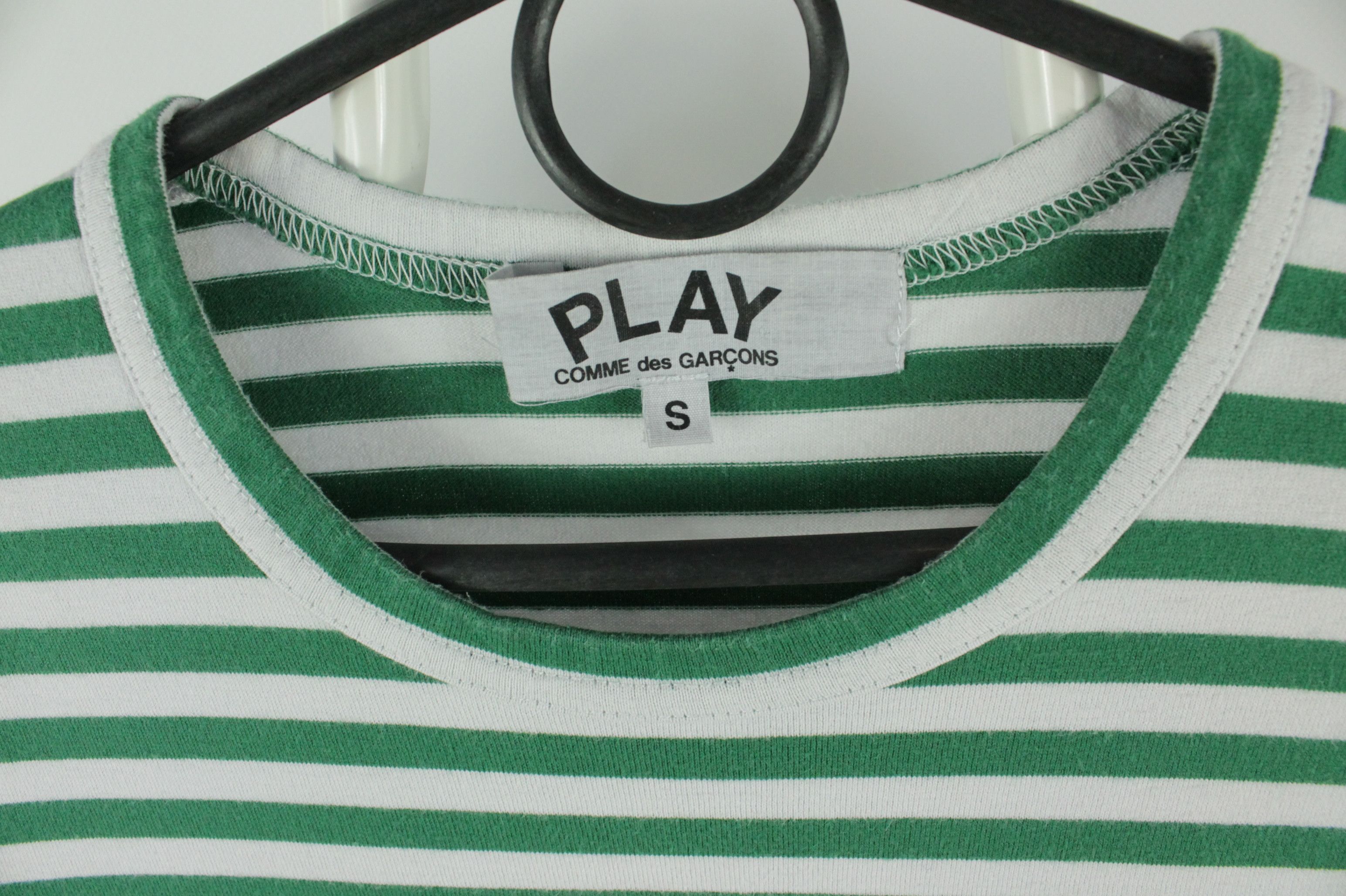 Comme des Garcons PLAY Comme des Garcons L/S Green Striped Cotton T-Shirt Size S / US 4 / IT 40 - 4 Thumbnail