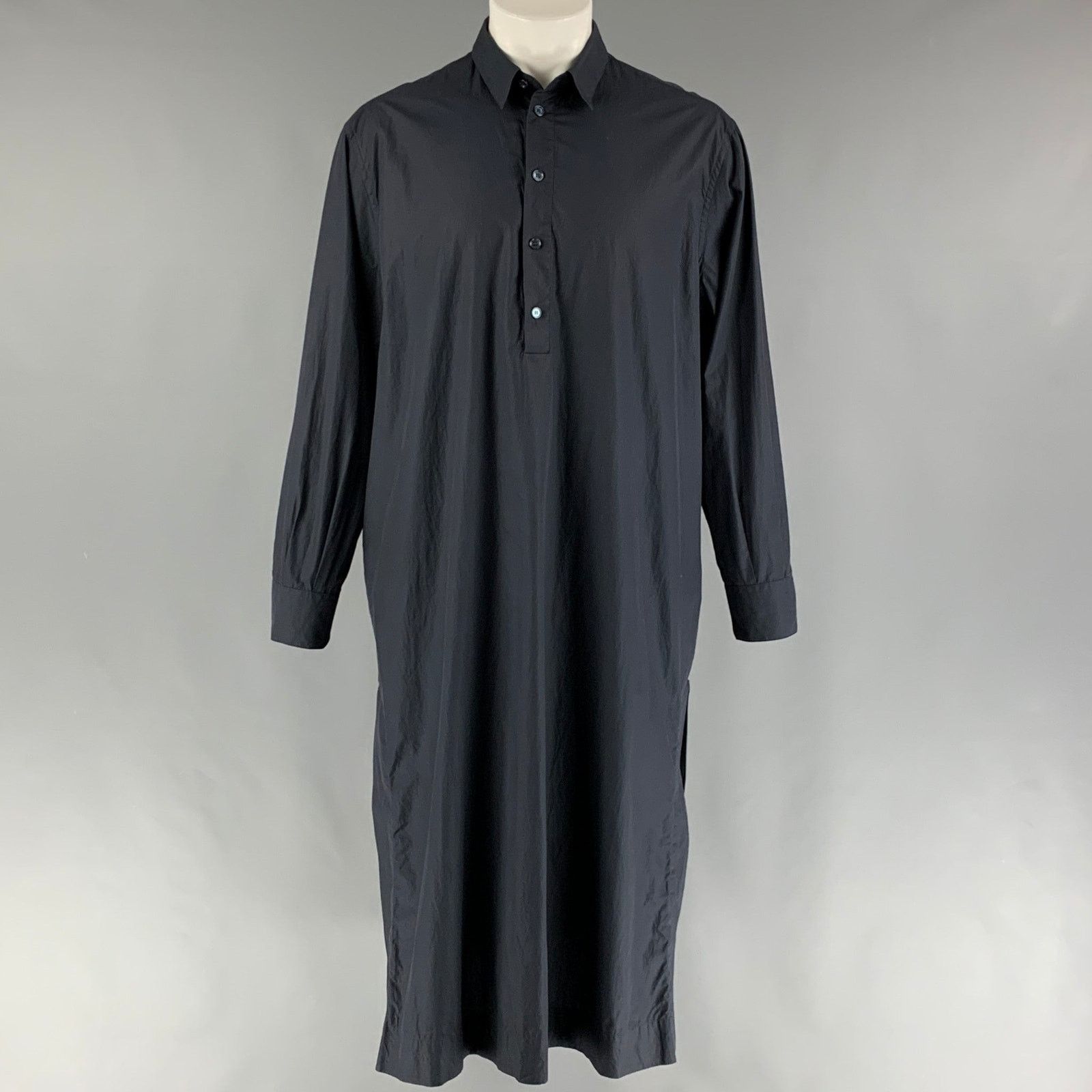 Dolce & Gabbana DOLCE & GABBANA Size S Navy Cotton Long Sleeve Caftan-Shirt Size US M / EU 48-50 / 2 - 1 Thumbnail