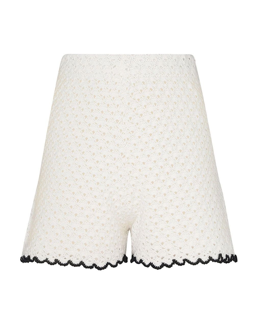 Zimmermann oc11z0525 Halliday Scallop Short in Black & Ivory Size 28" / US 6 / IT 42 - 1 Thumbnail