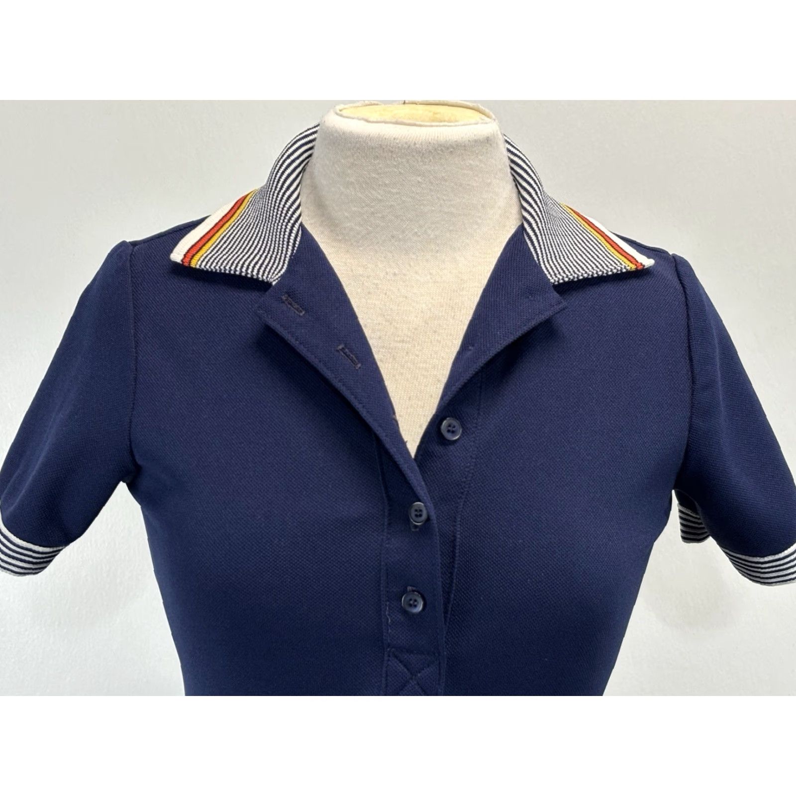 Vintage VINTAGE JC Penney Midi Polo Dress Shirt Dress Juniors 7/8 Navy Striped Collar 1960s Mens? Womens? Wait. Size M / US 6-8 / IT 42-44 - 5 Thumbnail