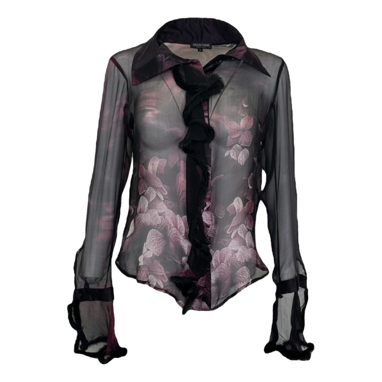 Roberto Cavalli silk and mink fur shirt