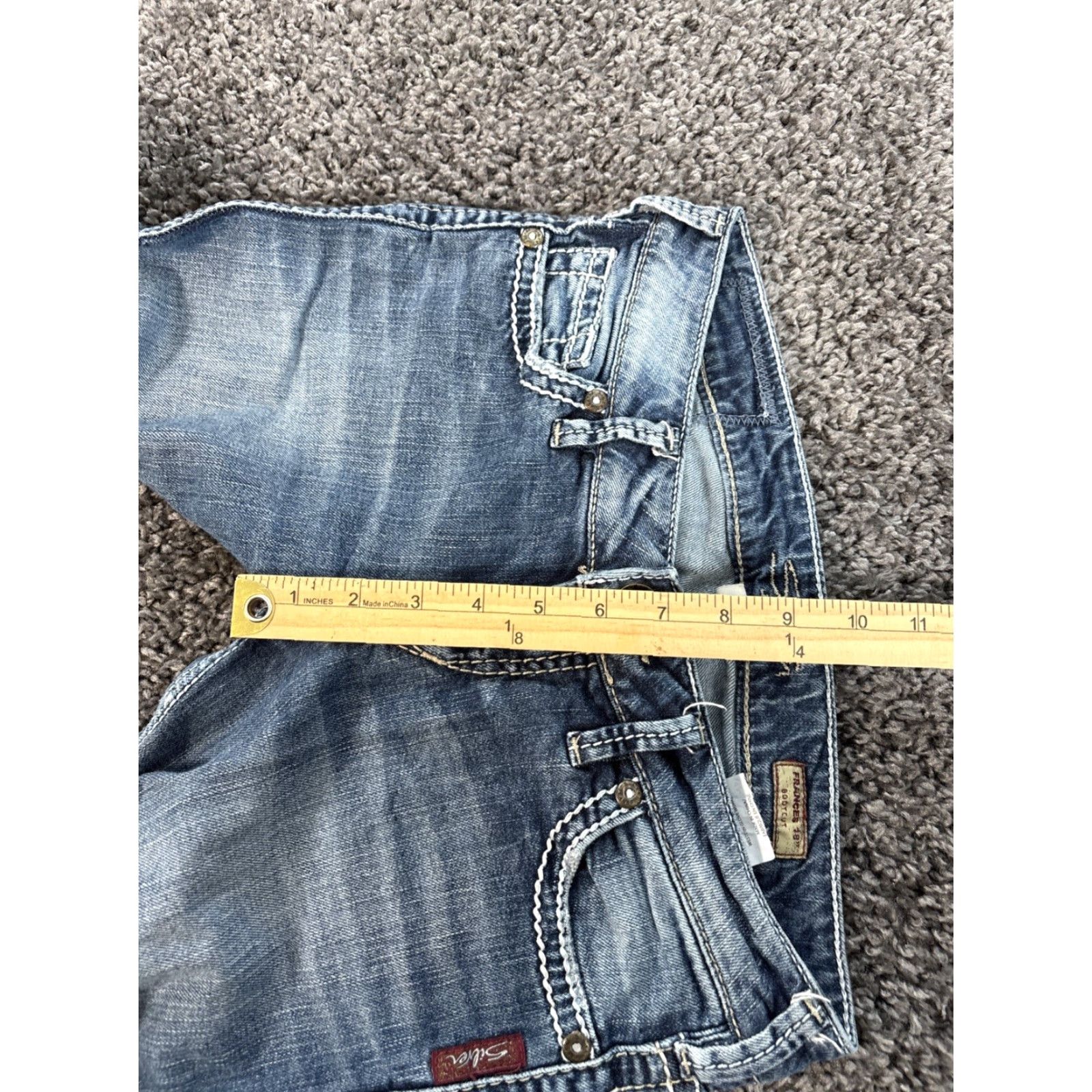 Silver Jeans Co. Silver Jeans Frances Flare Jeans Womens Size 26x31 Low Rise Distressed Light Wash Blue 99% Cotton 1% Spandex Womens Jeans Flare Stretch 31in Inseam Size 26" / US 2 / IT 38 - 7 Thumbnail