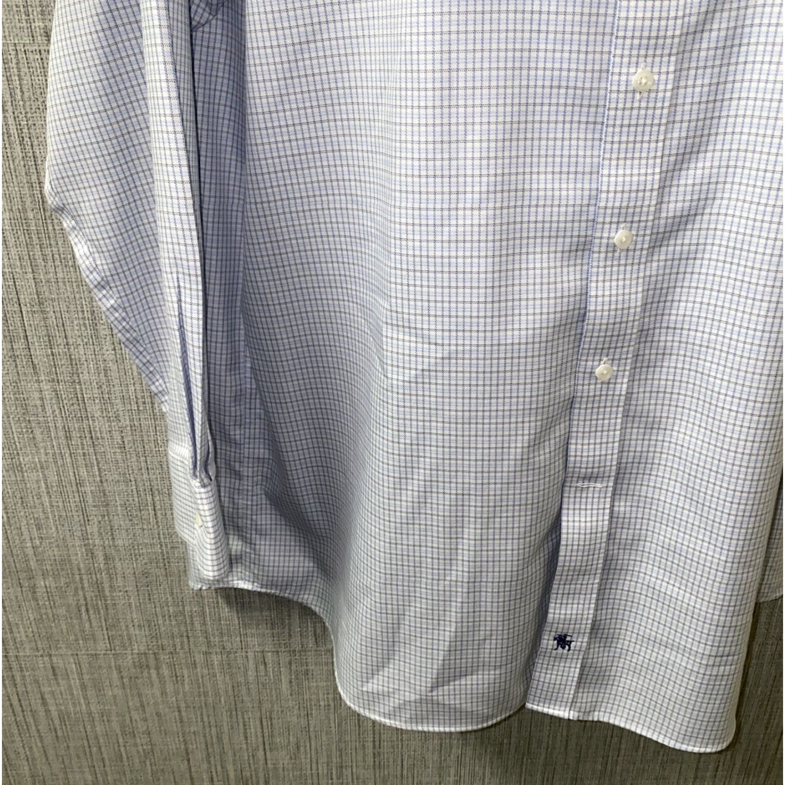 Hart Schaffner Marx Hart Schaffner Marx Dress Shirt Mens White/Blue Pima Cotton Long Sleeve Size 17 Size 46R - 4 Thumbnail
