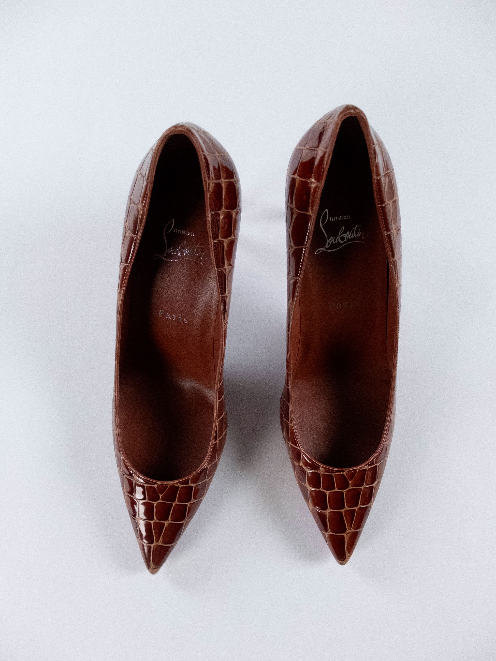 Christian Louboutin CHRISTIAN LOUBOUTIN Kate brown alligator embossed pumps 11 Size US 11 / IT 41 - 5 Thumbnail