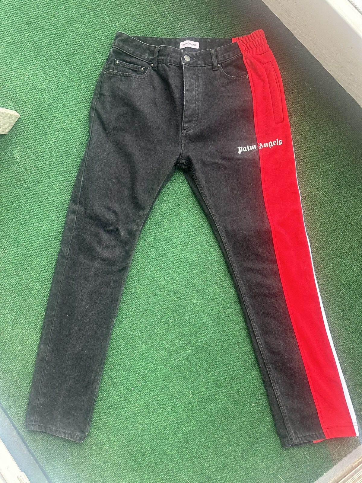 Palm Angels PALM ANGELS - 3/4 Track Denim Pants Size US 30 / EU 46 - 1 Thumbnail