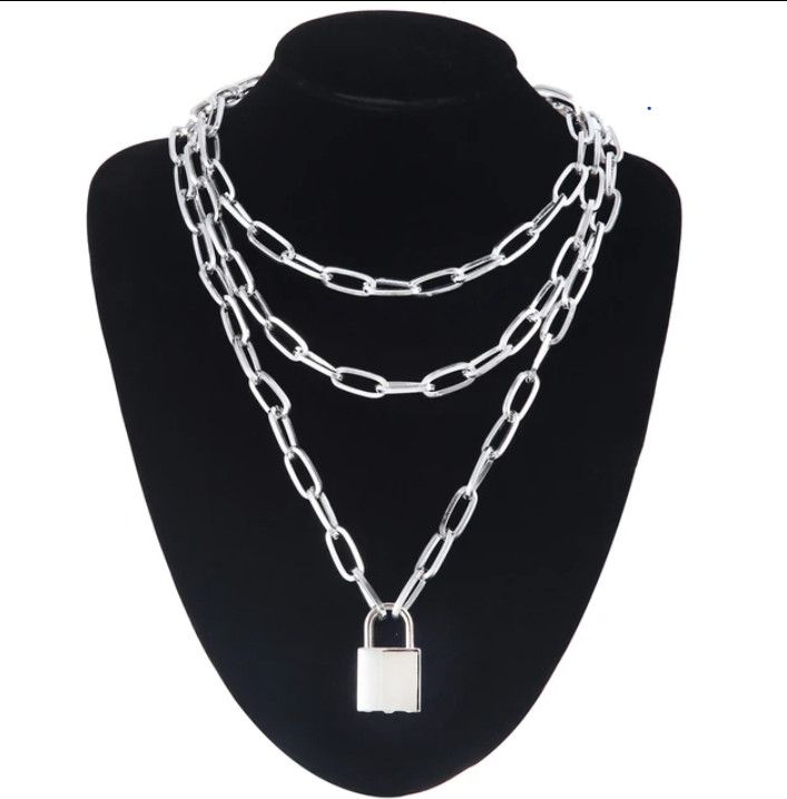 Jewelry Lock Chain Necklace with Padlock Pendants Size ONE SIZE - 5 Thumbnail