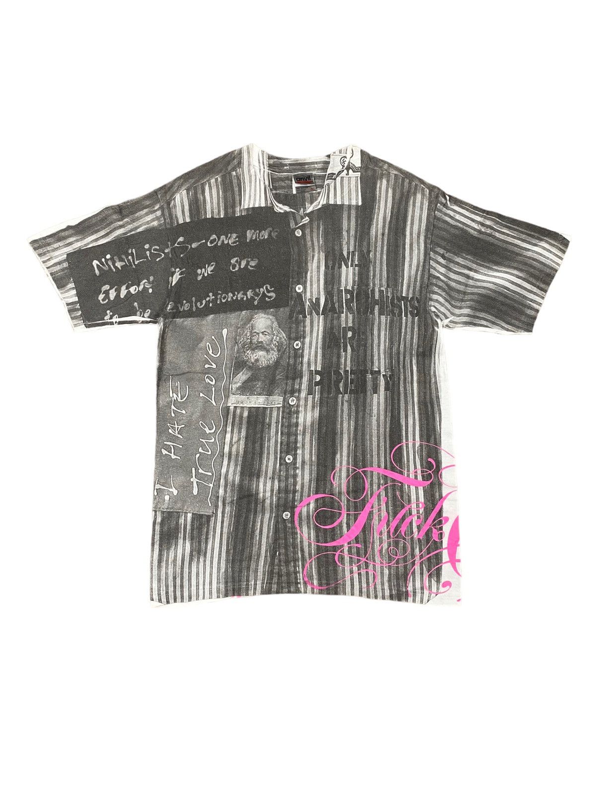 image of Malcolm Mclaren x Seditionaries Anarchy All Over Print T-Shirt in Black/White, Men's (Size Small)