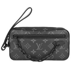 Louis Vuitton, Bags, Louis Vuitton Black Soft Pochette Volga Belt Bag  Clutch W Orange Chain Virgil