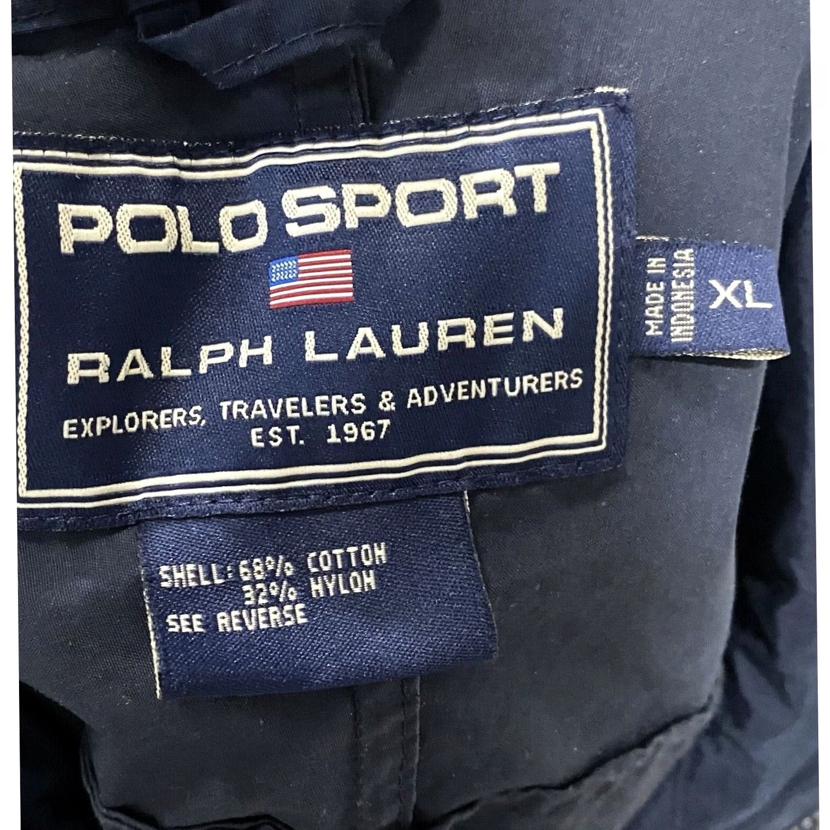Ralph Lauren VINTAGE Polo Sport Ralph Lauren Jacket Windbreaker Full Zip XL Navy Blue Cotton Nylon Zip Pockets Mens Size US XL / EU 56 / 4 - 8 Thumbnail