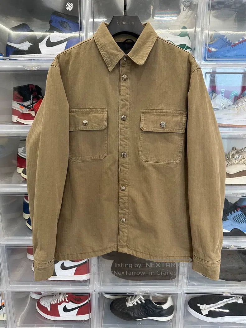 Chrome Hearts CHROME HEARTS Size XL Khaki herringbone cotton Workdog shir Size US XL / EU 56 / 4 - 1 Thumbnail