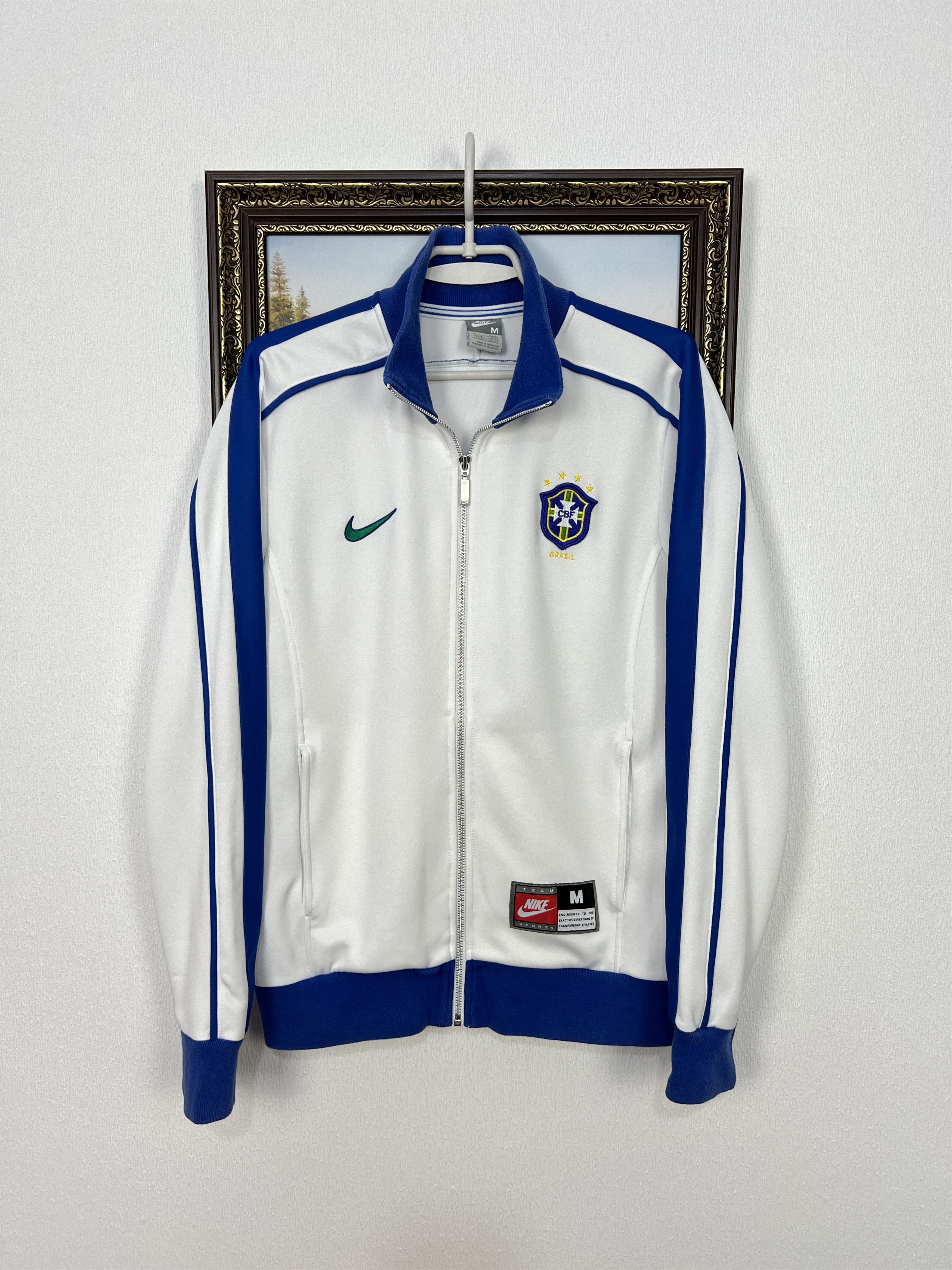 Nike Vintage Nike Brazil Football White Jacket Soccer Track Top Size US M / EU 48-50 / 2 - 1 Thumbnail