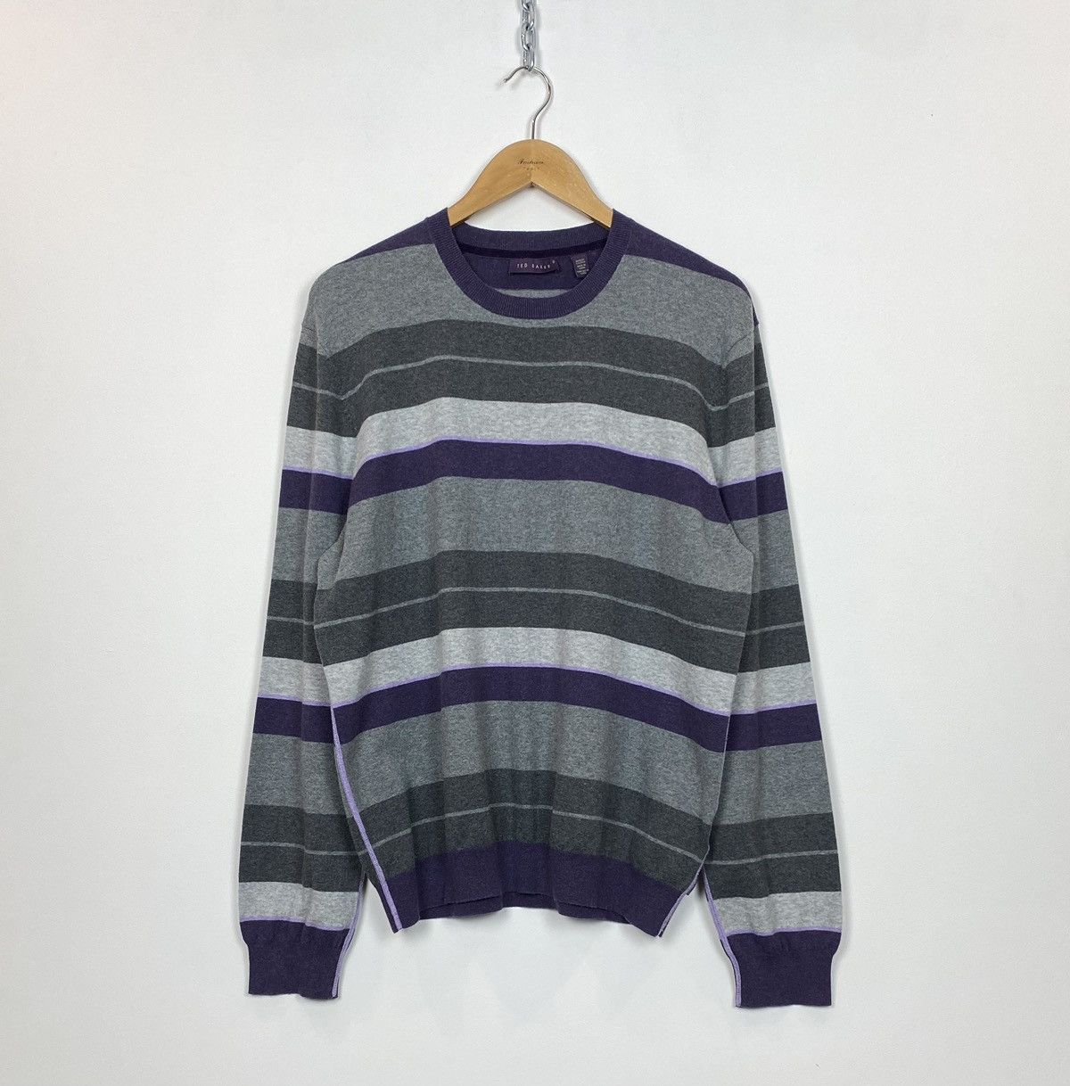 Ted Baker Ted Baker Purple Label Jumper Sweater Strip Wool Long Sleeve Size US L / EU 52-54 / 3 - 1 Thumbnail