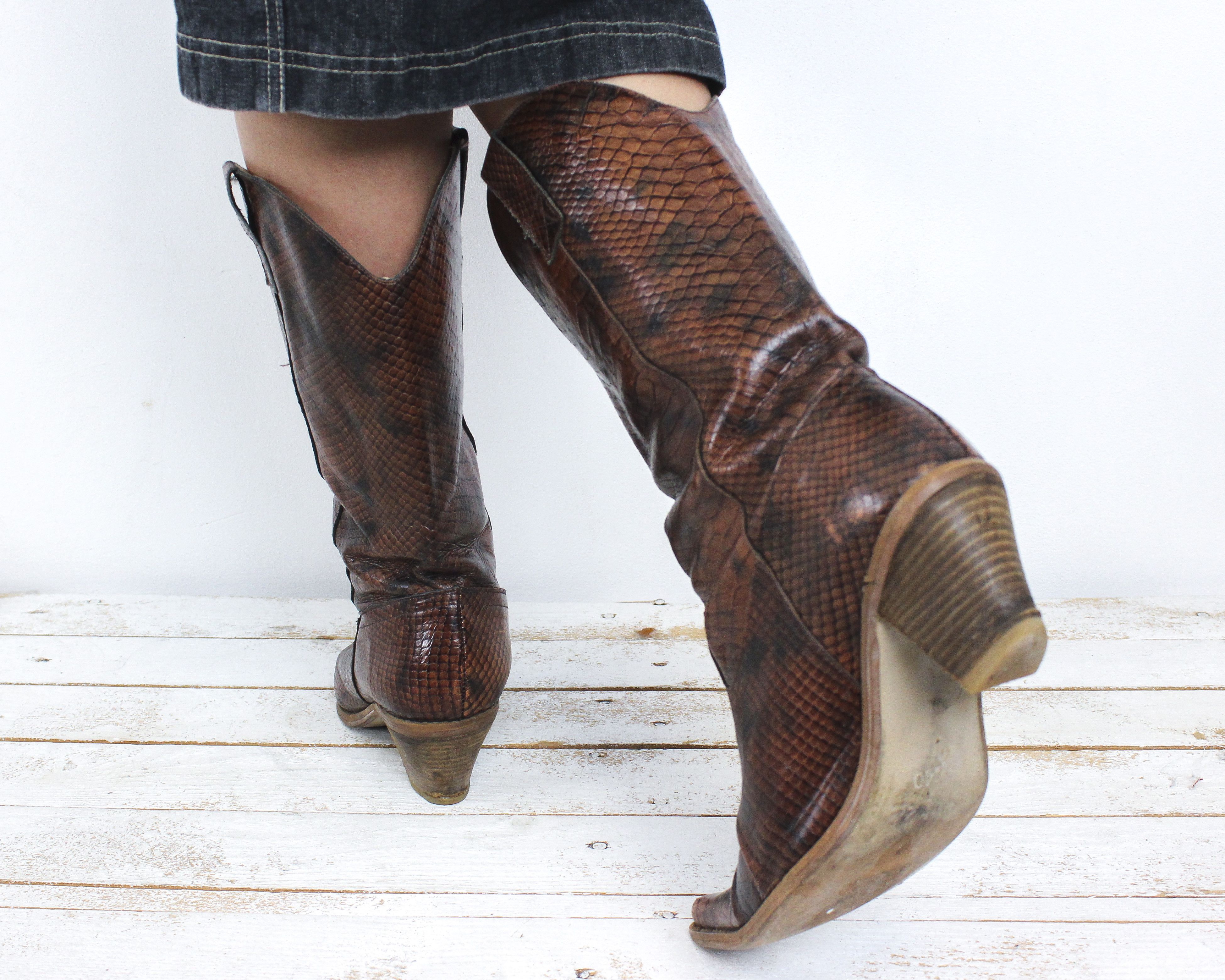 Cowboy Equipment × Vintage Western Pullons Eu 40 Shoes Snake print US W 9 Boots Cowgirl Size US 9.5 / IT 39.5 - 8 Thumbnail