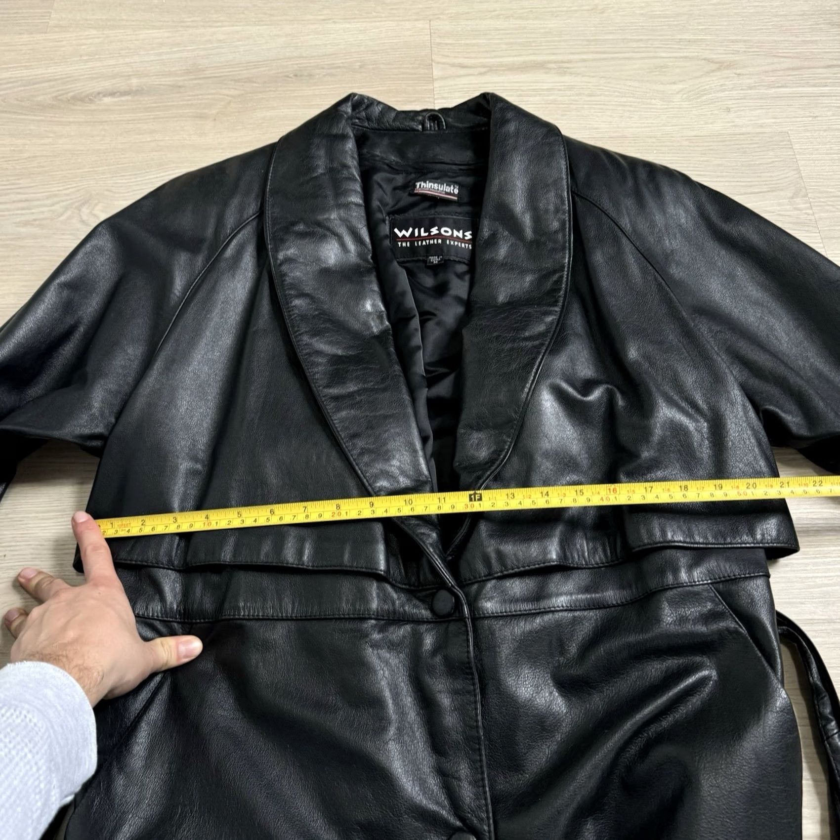 Vintage VINTAGE Wilsons Black Leather Jacket Short Belted Shawl Collar Womens M Size M / US 6-8 / IT 42-44 - 6 Thumbnail