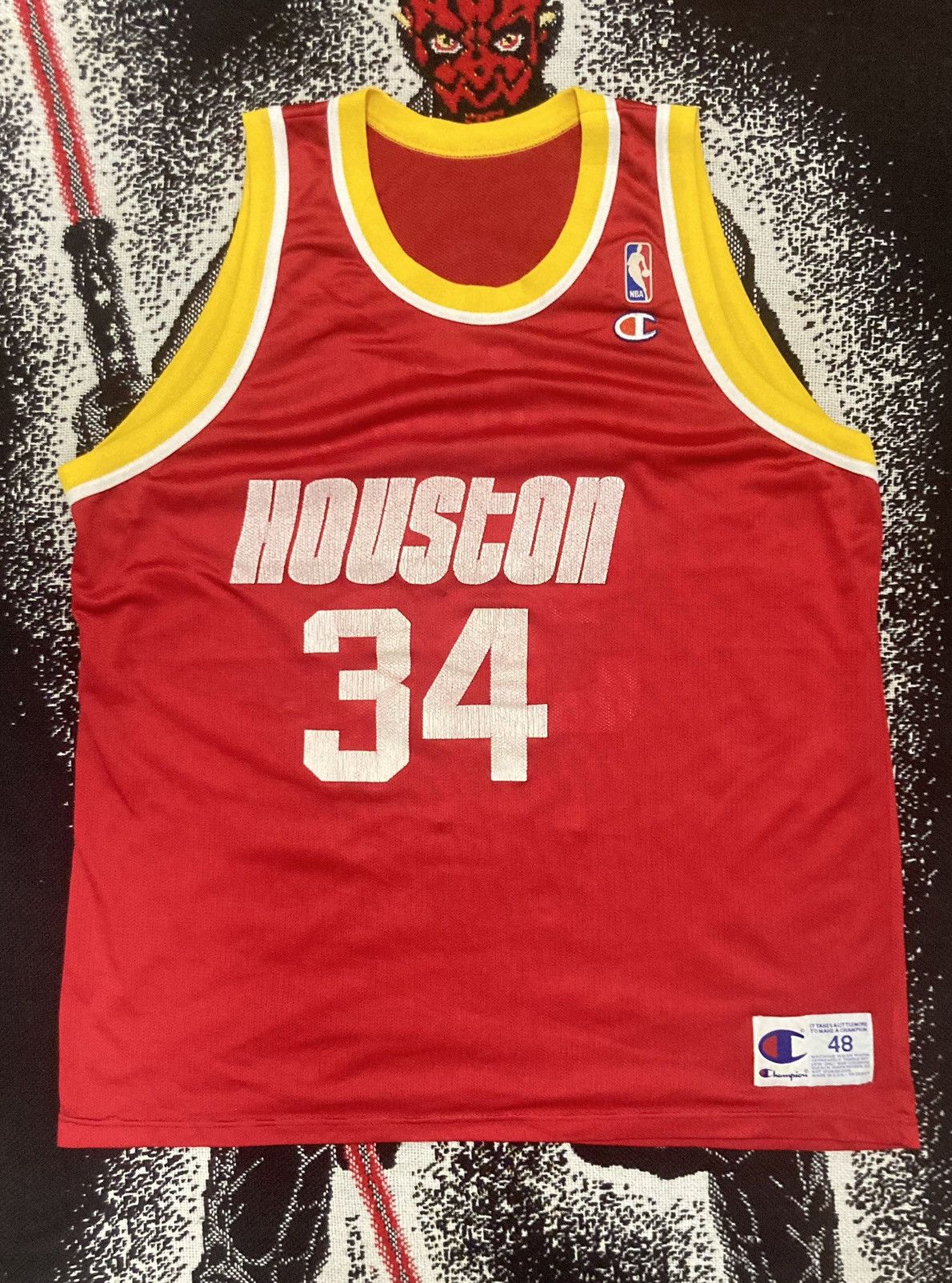 Champion × NBA × Vintage VTG 90’s Huston Rockets Hakeem Olajuwon NBA Jersey Champion Size US XL / EU 56 / 4 - 1 Thumbnail