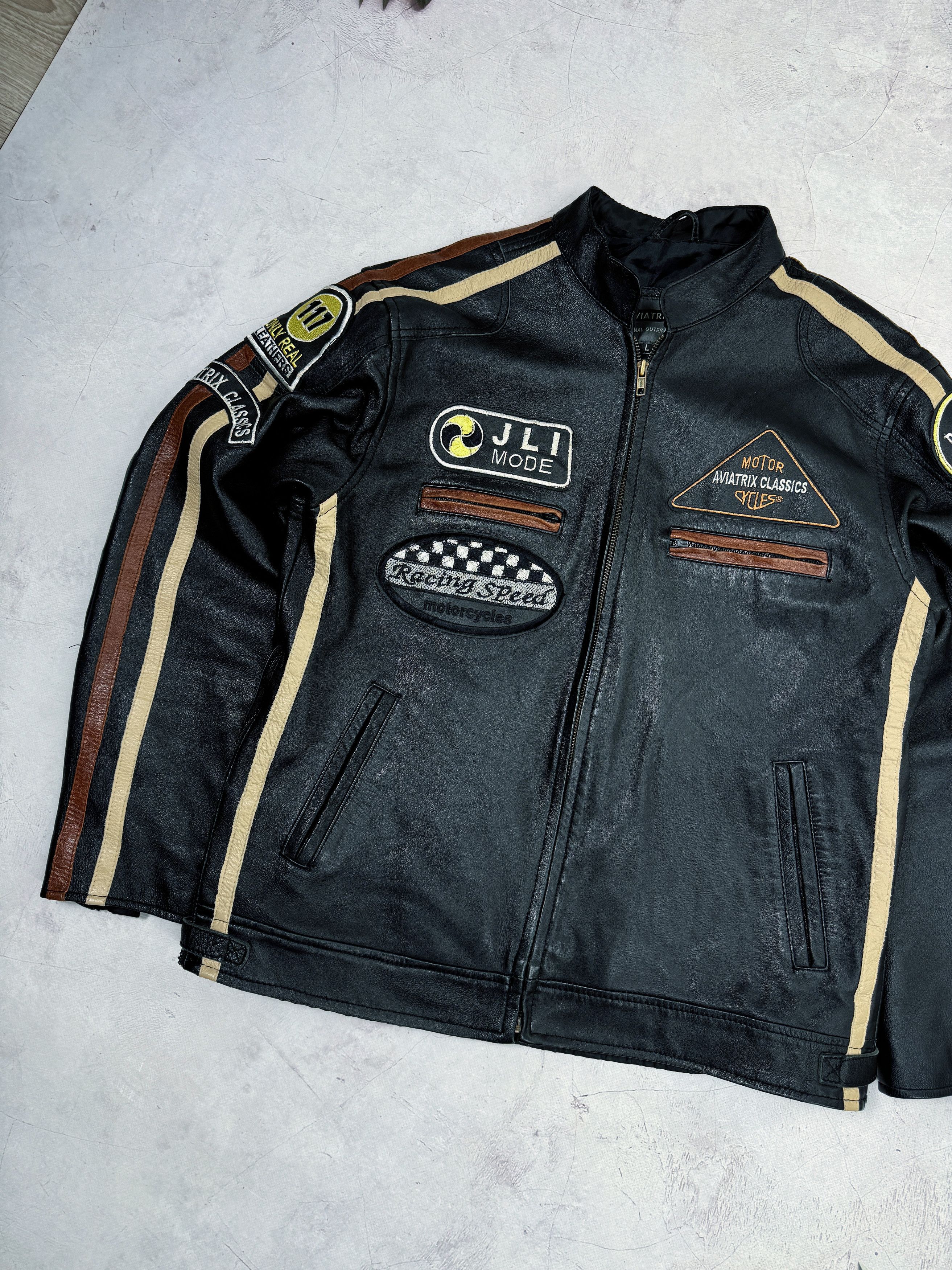 Other Vintage Racing Speed Leather Motorcycle Jacket Brogniez Size US M / EU 48-50 / 2 - 2 Thumbnail