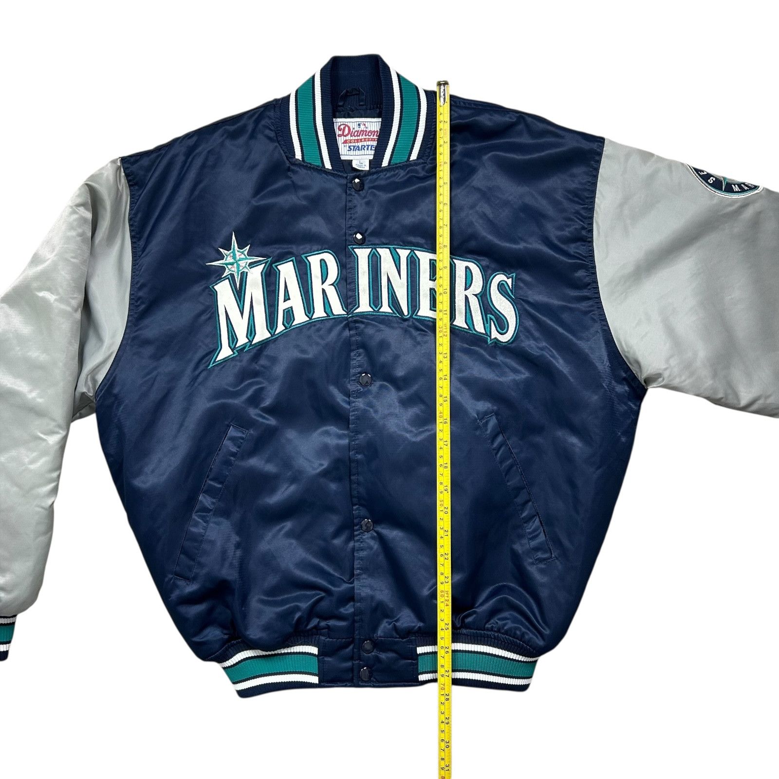 MLB VTG 90s SEATTLE MARINERS STARTER DIAMOND SATIN JACKET Size US L / EU 52-54 / 3 - 11 Thumbnail