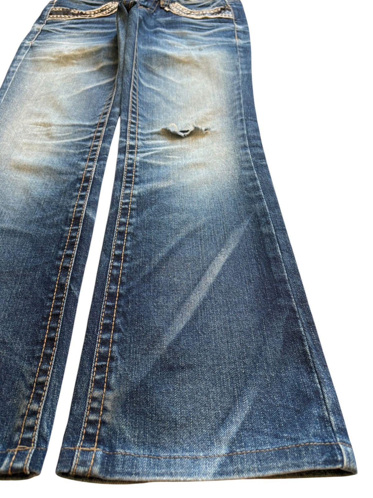 Hysteric Glamour Vintage Lolita Mud Wash Distressed Flare Jeans Size 29" - 7 Thumbnail