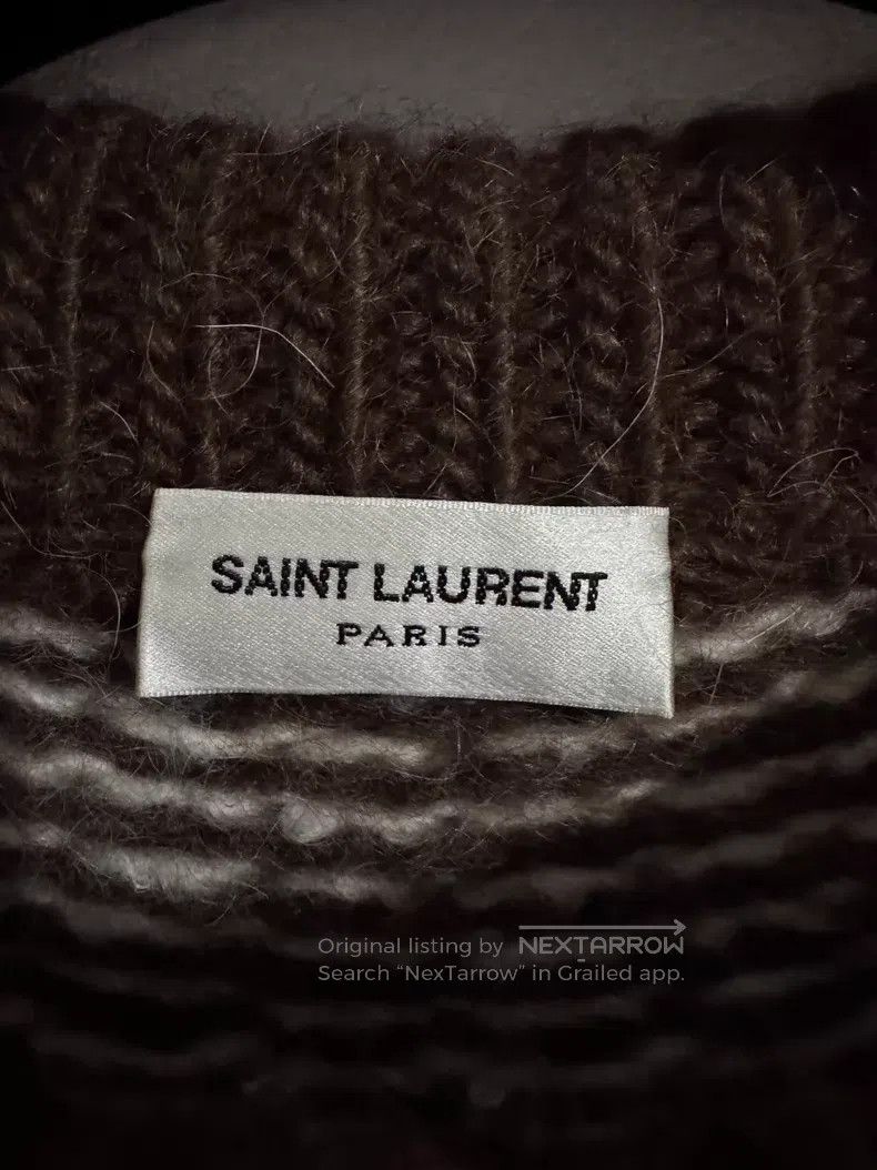 Saint Laurent Paris Saint Laurent Paris Round Neck White and Brown Embroidered Size US L / EU 52-54 / 3 - 5 Thumbnail