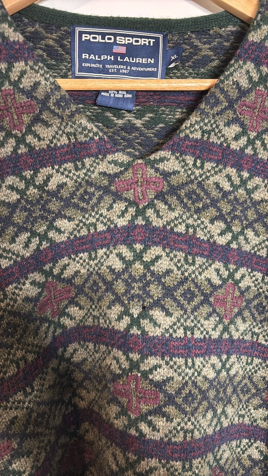 Polo Ralph Lauren × Vintage Vintage Polo Sport Fair Isle Wool Sweater Size US XL / EU 56 / 4 - 3 Thumbnail