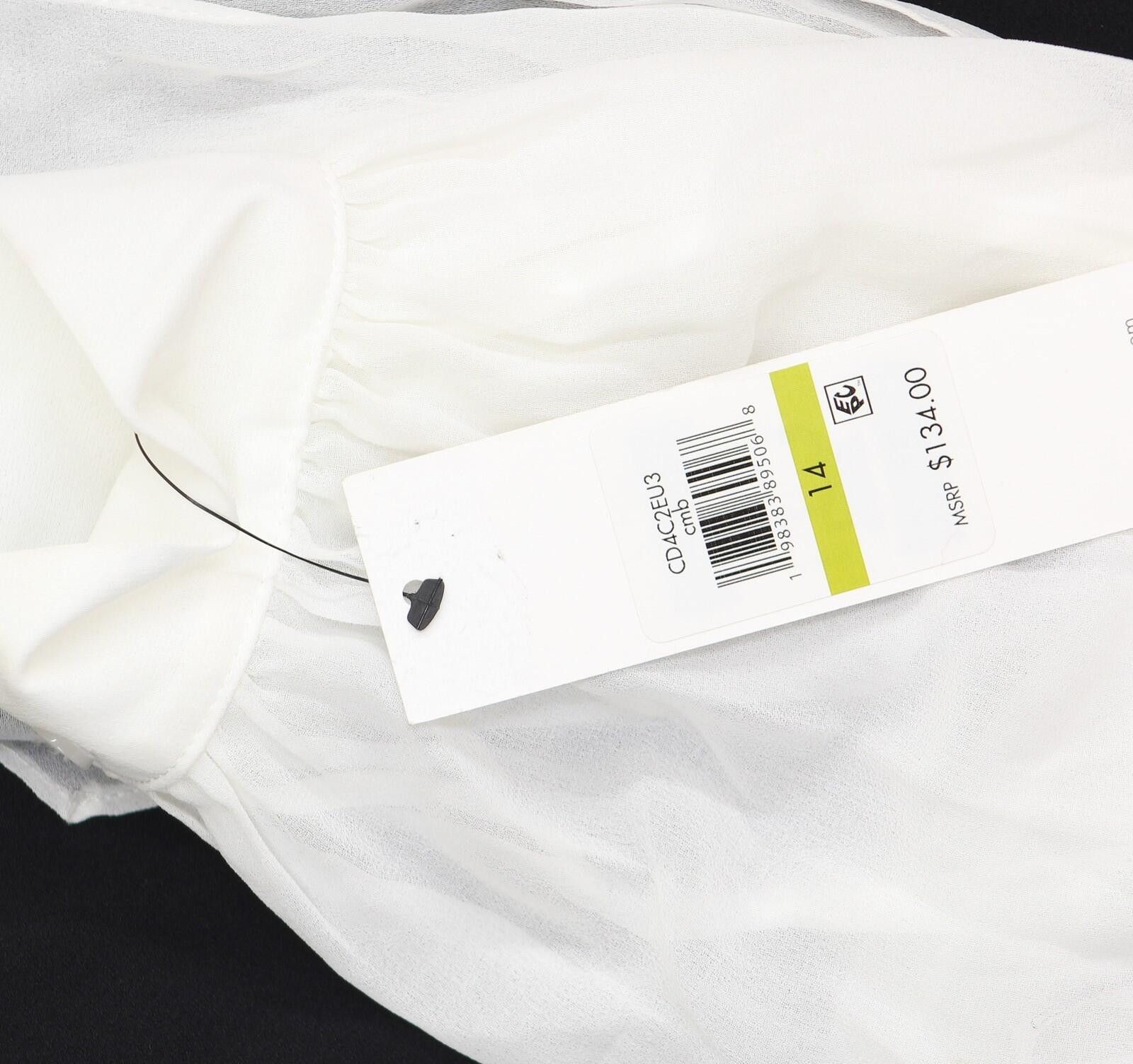 Calvin Klein Nwt Calvin Klein Sash Crepe Skirted Dress Cream / Black 14 Size XL / US 12-14 / IT 48-50 - 4 Thumbnail
