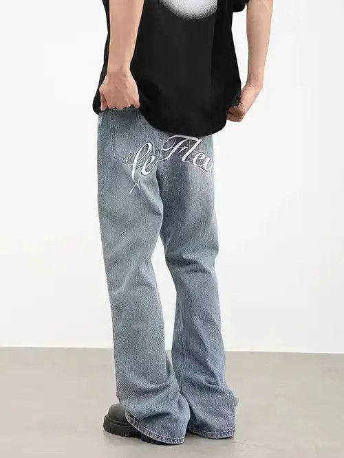 Jean flared y2k graphic pattern jeans Size US 32 / EU 48 - 2 Thumbnail