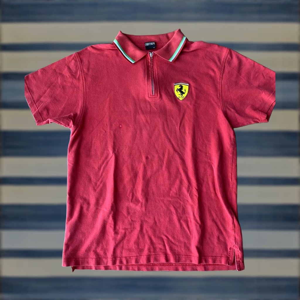 Ferrari VINTAGE Ferrari 1/4 Zip Logo Polo Shirt XL Red Embroidered 1999 Polo Men Size US XL / EU 56 / 4 - 1 Thumbnail