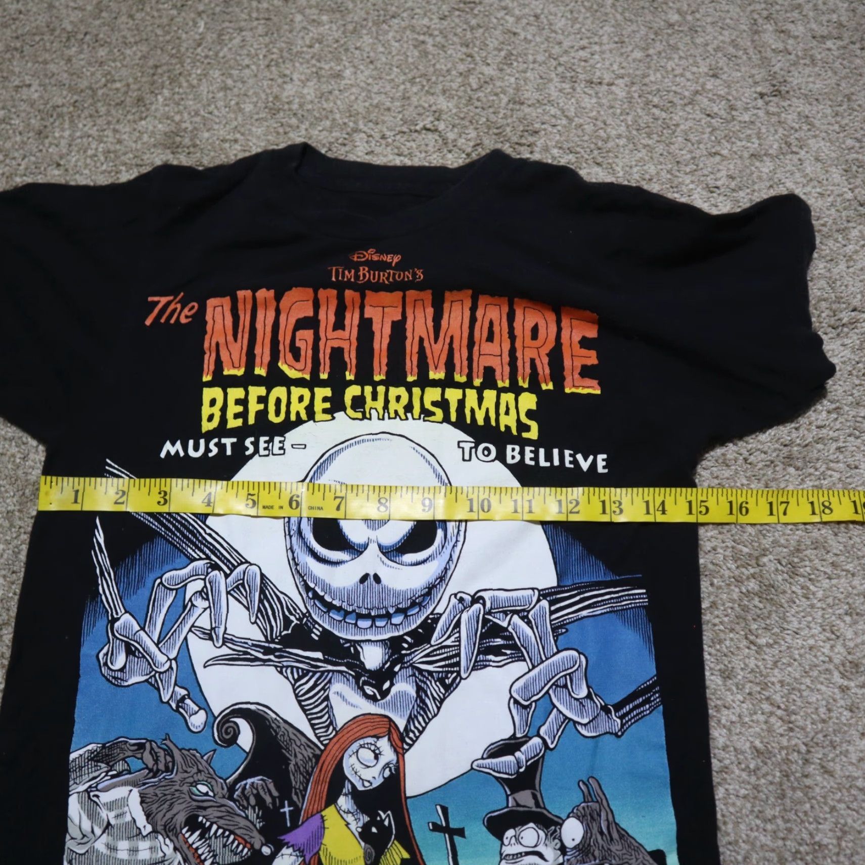 Vintage Jack Skellington The Nightmare before Christmas Shirt XS Black Crew Neck 100% Cotton Graphic Tee Men Size US XS / EU 42 / 0 - 3 Thumbnail