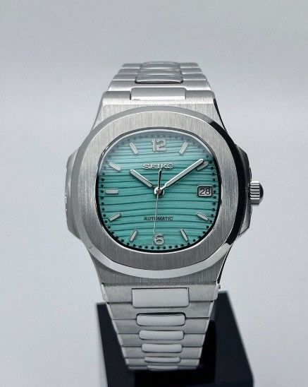 Japanese Brand Seiko Mod Nautilus Tiffany Blue Dial Steel Watch NH35 41mm Size ONE SIZE - 7 Thumbnail