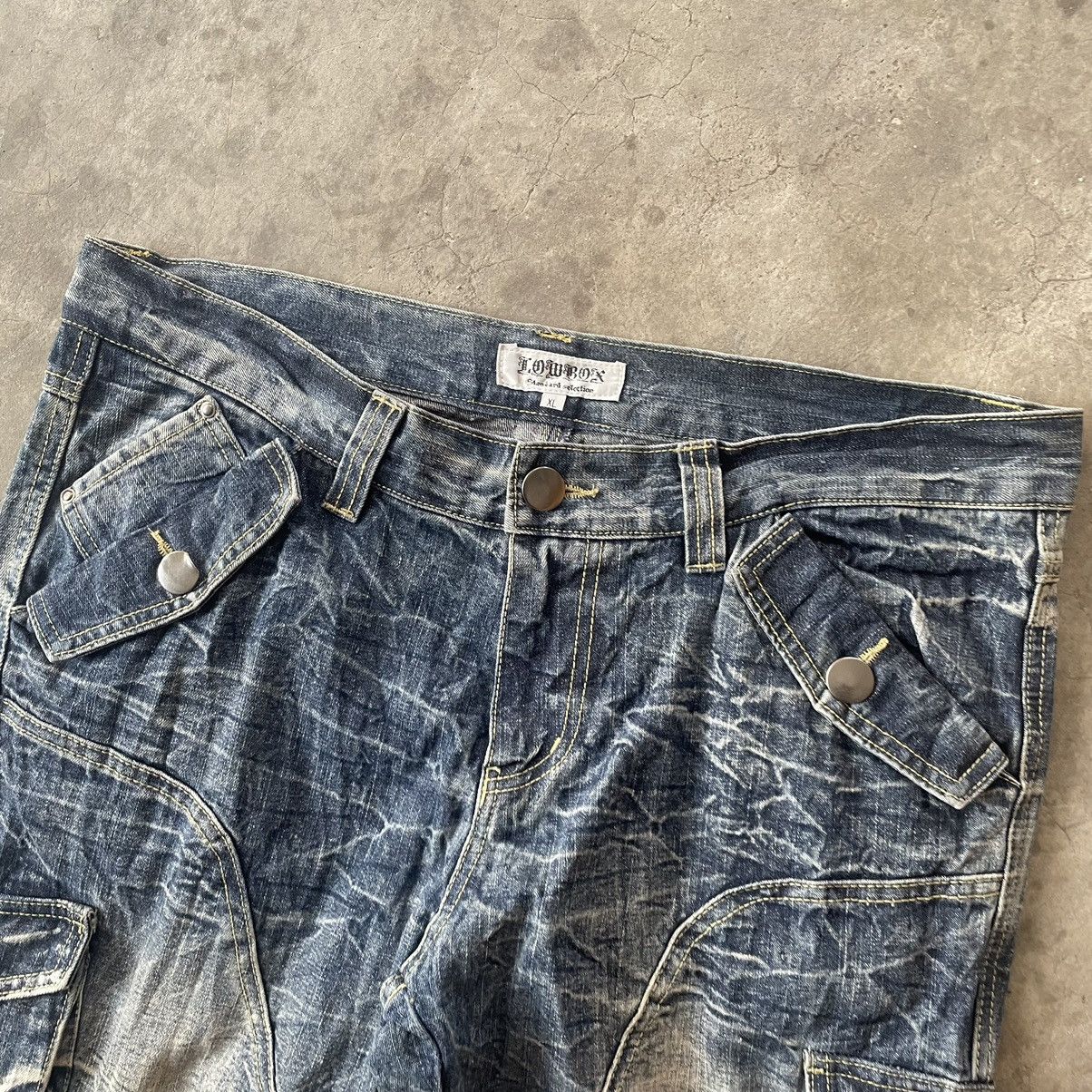 LOWBOX Vintage Lowbox Bondage Cargo Tactical Punk Flare Denim Size US 37 - 5 Thumbnail