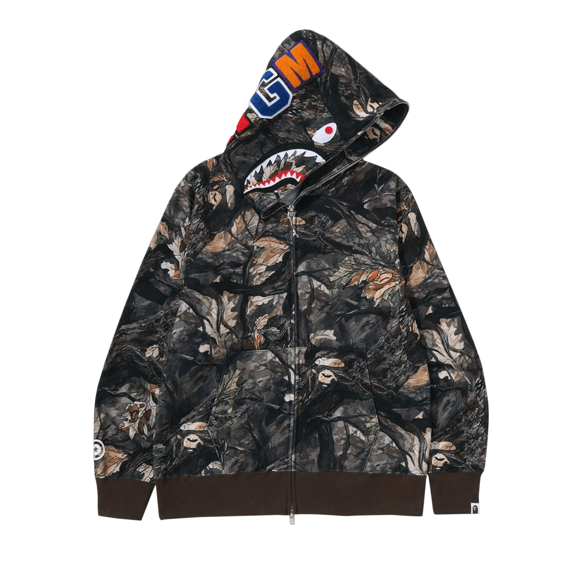 Bape BAPE Tree Edge Camo Shark Relaxed Fit Full Zip Hoodie Brown | Grailed