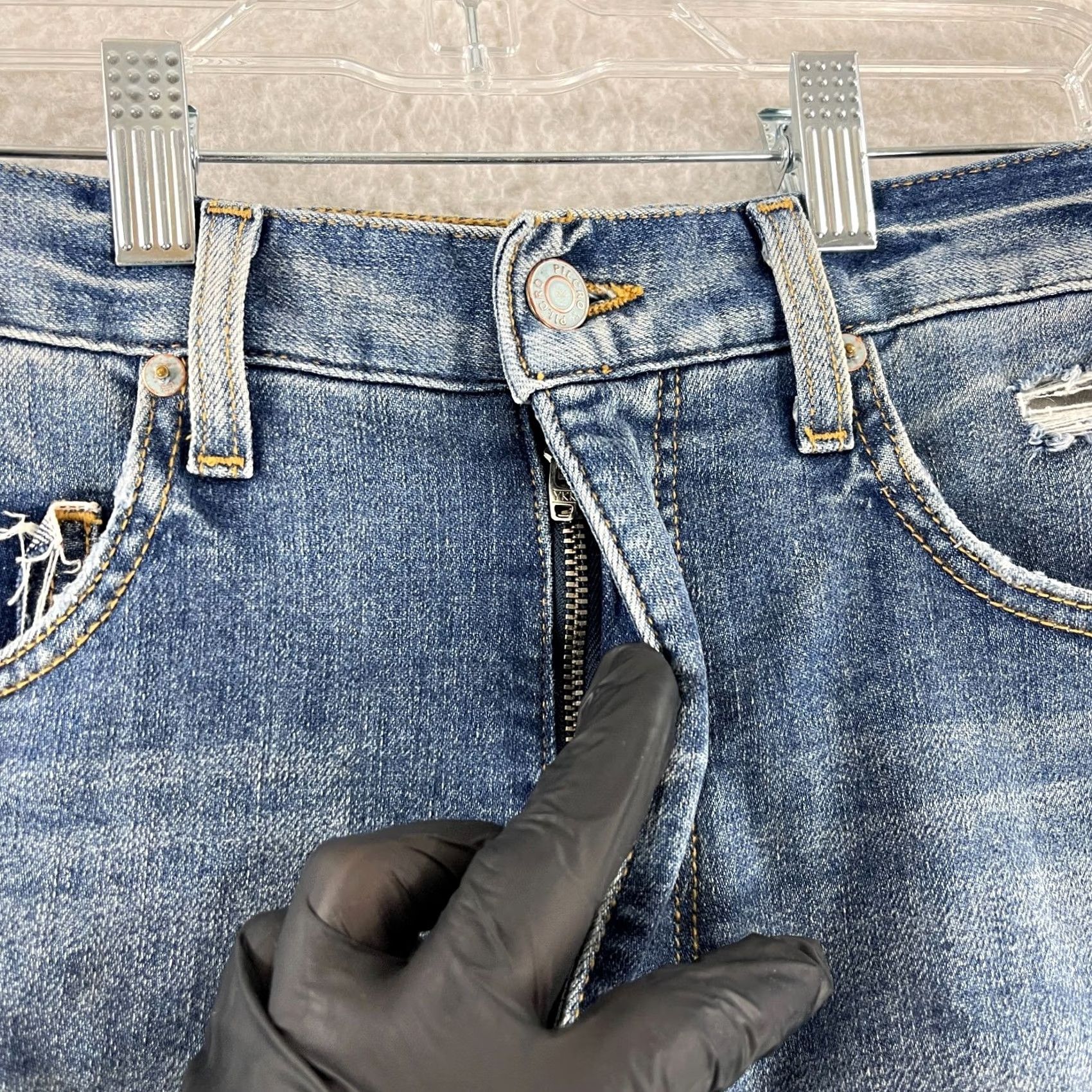 Vintage Pilcro Vintage Straight Jeans Womens Size 29 Blue Denim High-Rise Distressed Jeans Size 29" - 6 Thumbnail