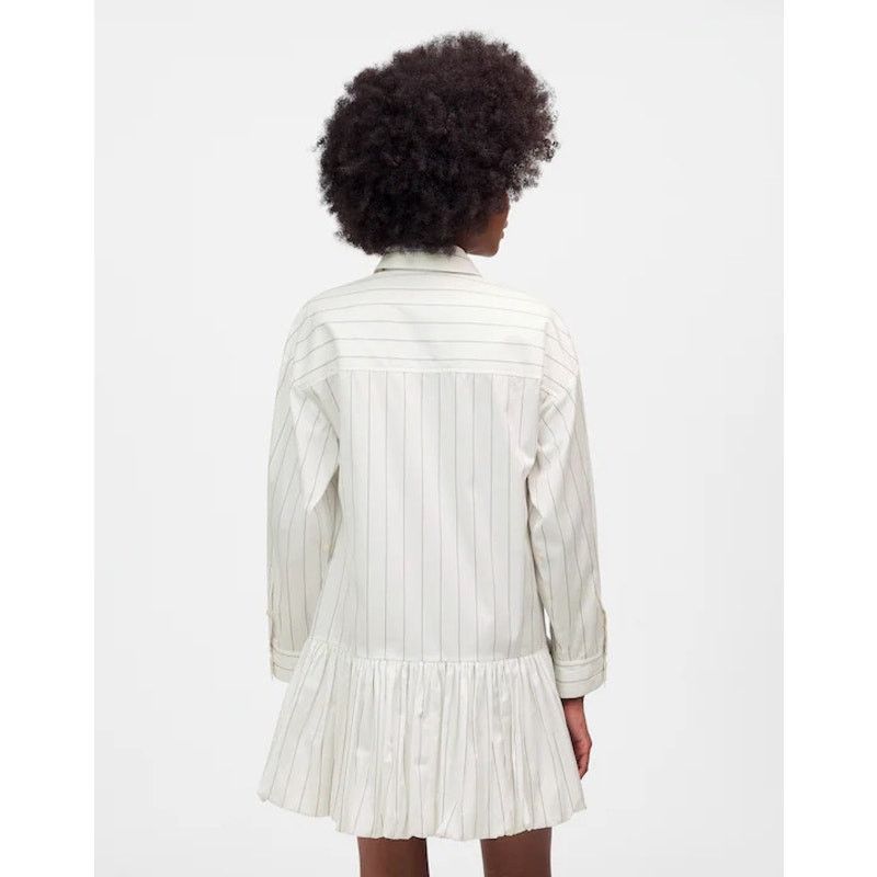 Madewell NWT Madewell Bubble-Hem Mini Shirtdress Pinstripe White XS Size XS / US 0-2 / IT 36-38 - 3 Thumbnail