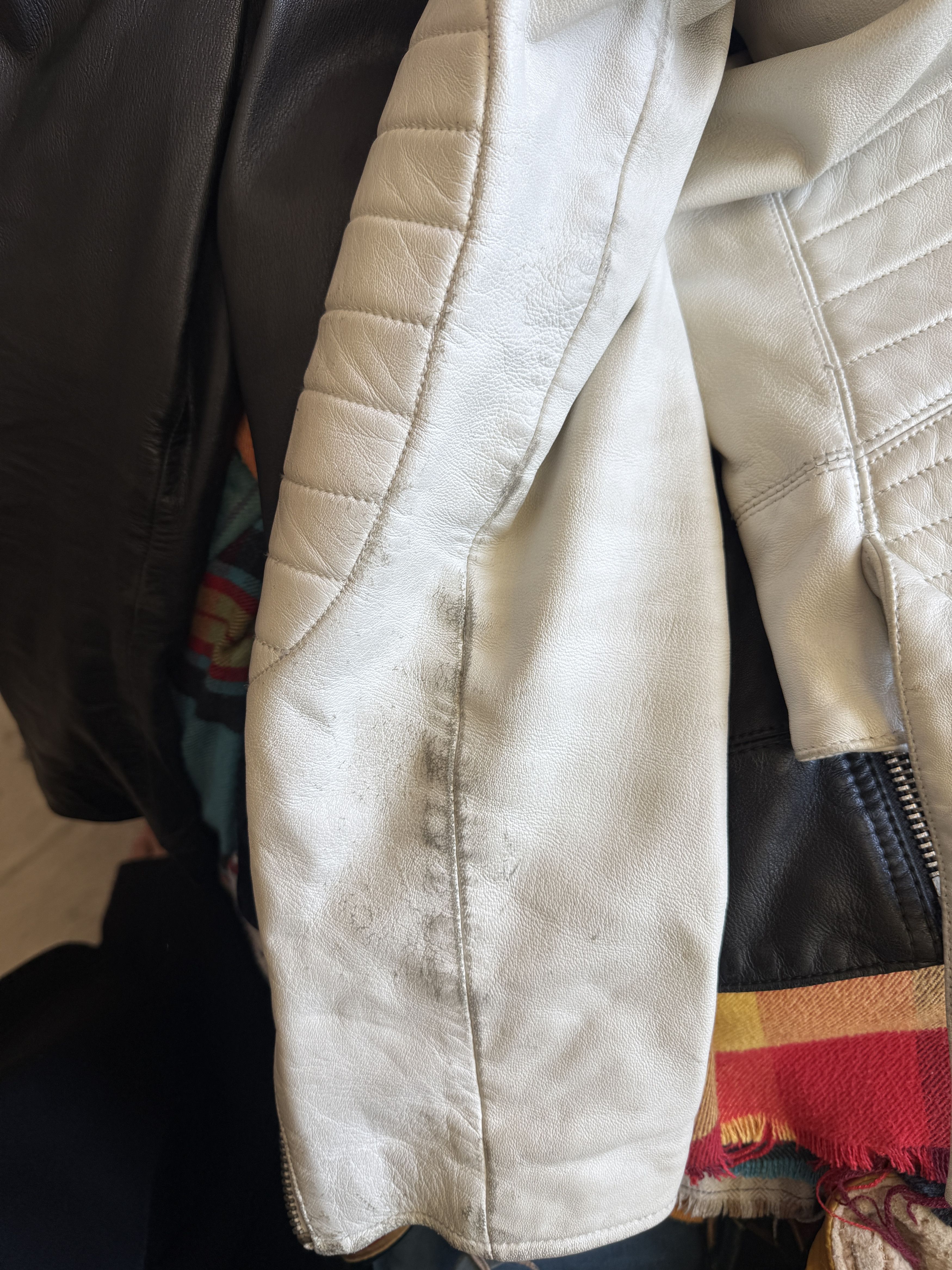 Blk Dnm BLK DNM Leather Jacket 5 Cream Vintage Lindeberg Era Moto Size US M / EU 48-50 / 2 - 10 Thumbnail