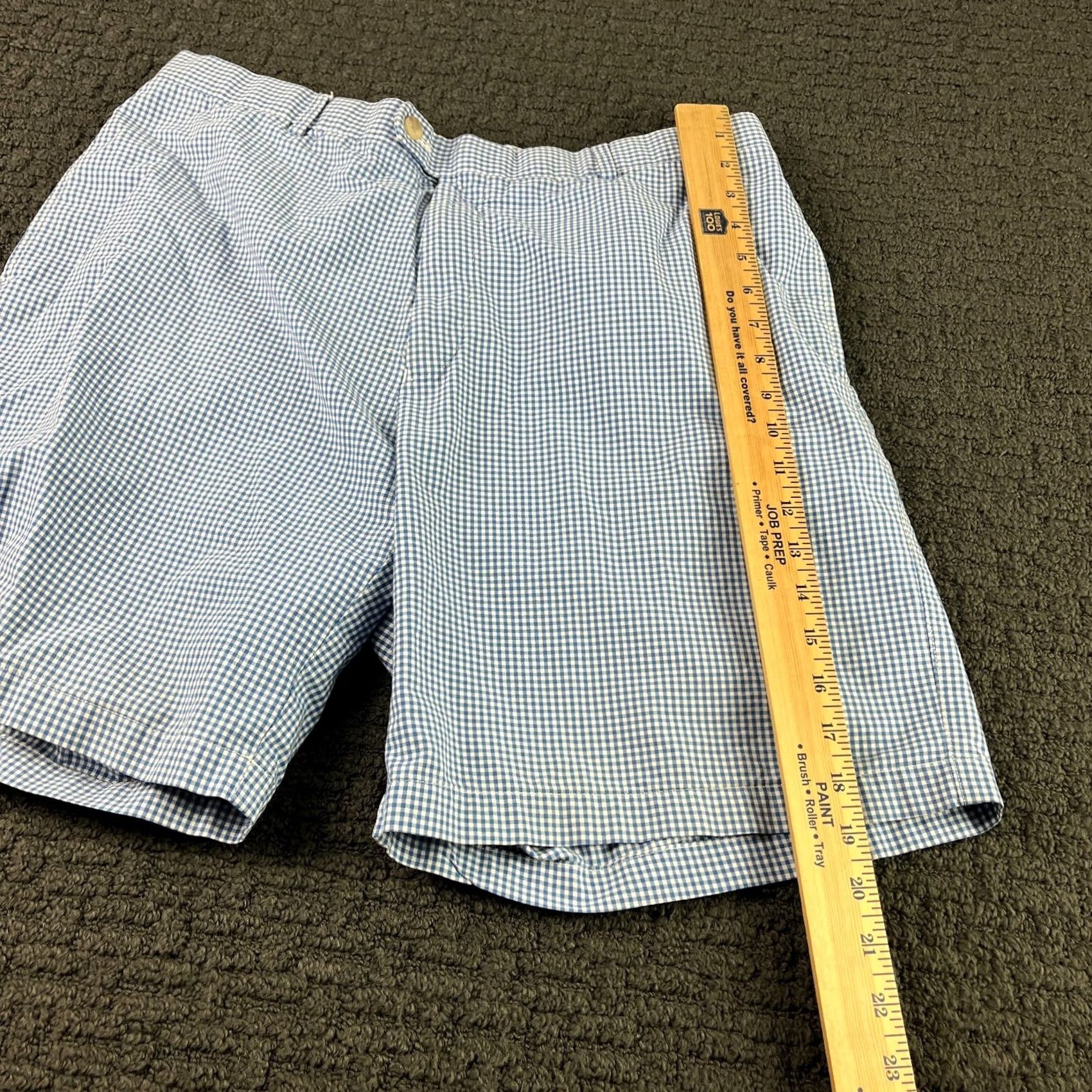Peter Millar Peter Millar Shorts Mens Size 38 Blue Gingham Plaid Cotton Flat Front Chino Casual Java? Size US 38 / EU 54 - 7 Thumbnail