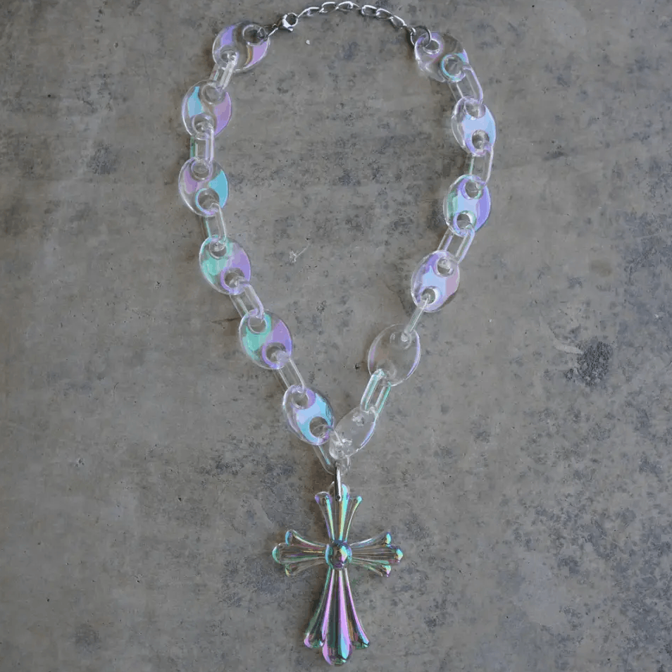 Japanese Brand X-Ray Clear Translucent Cross Necklace Chain Size ONE SIZE - 1 Thumbnail